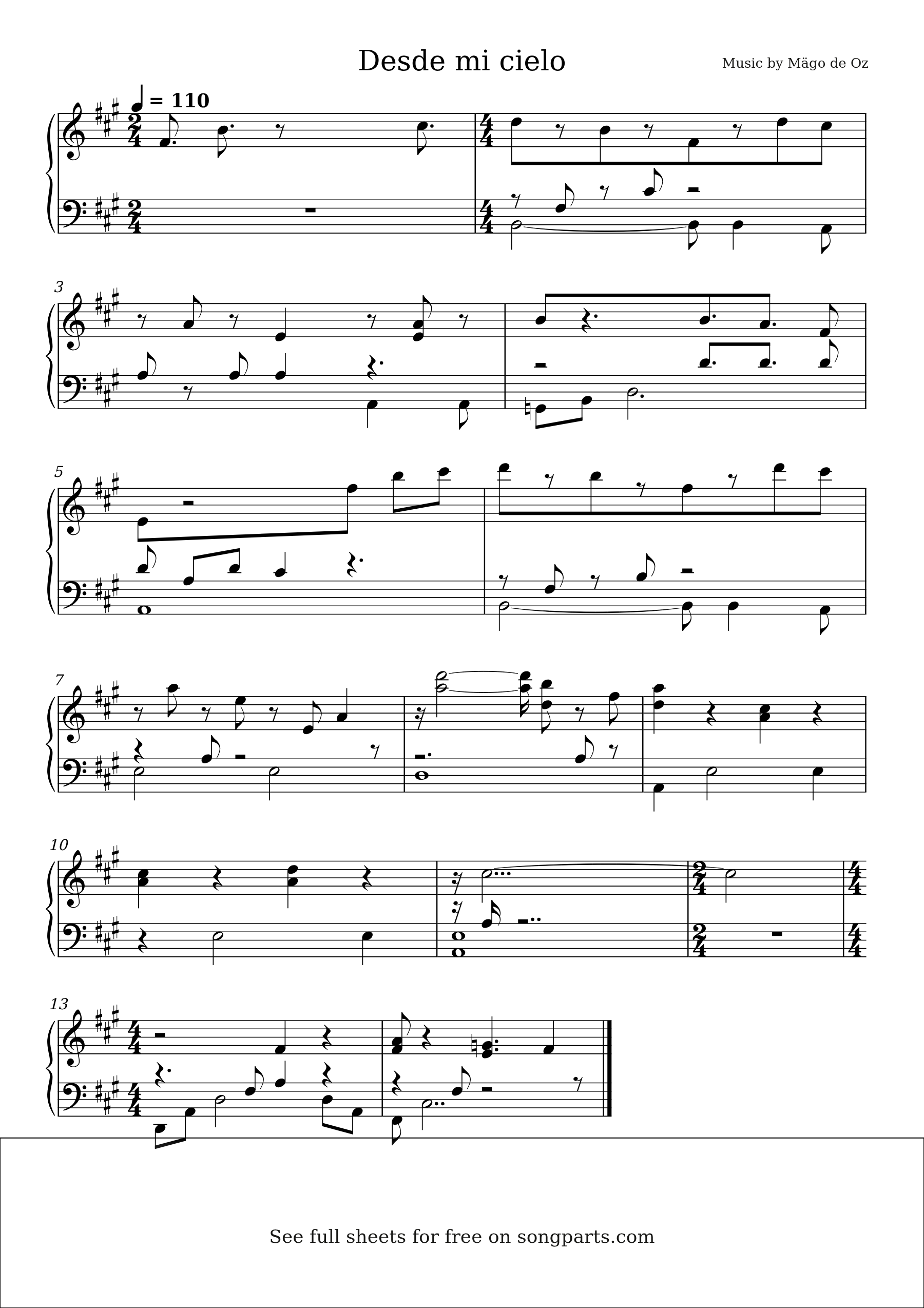 Vista previa de la partitura de Desde mi cielo de Mägo de Oz