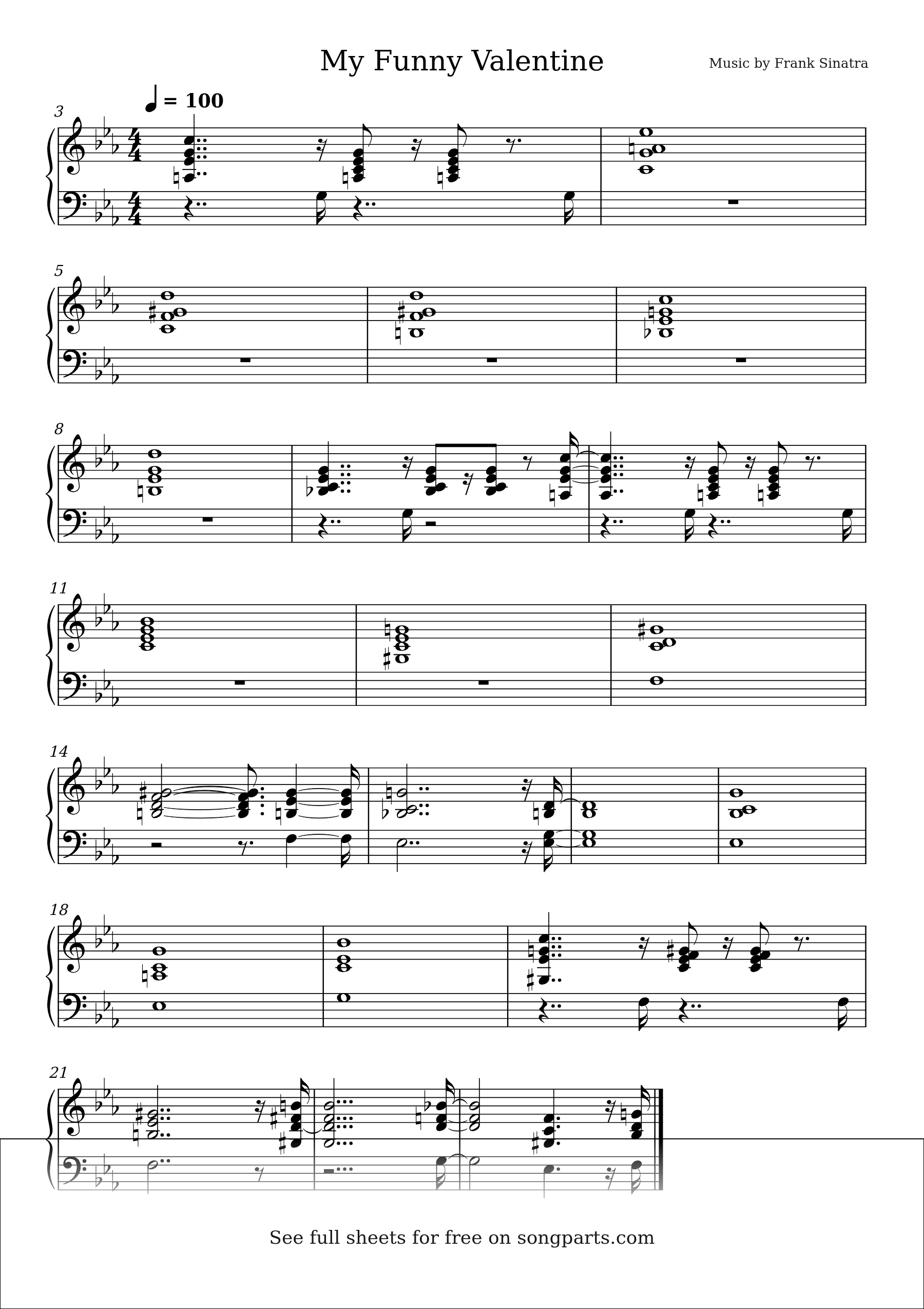 Sheet music preview for My Funny Valentine by Frank Sinatra