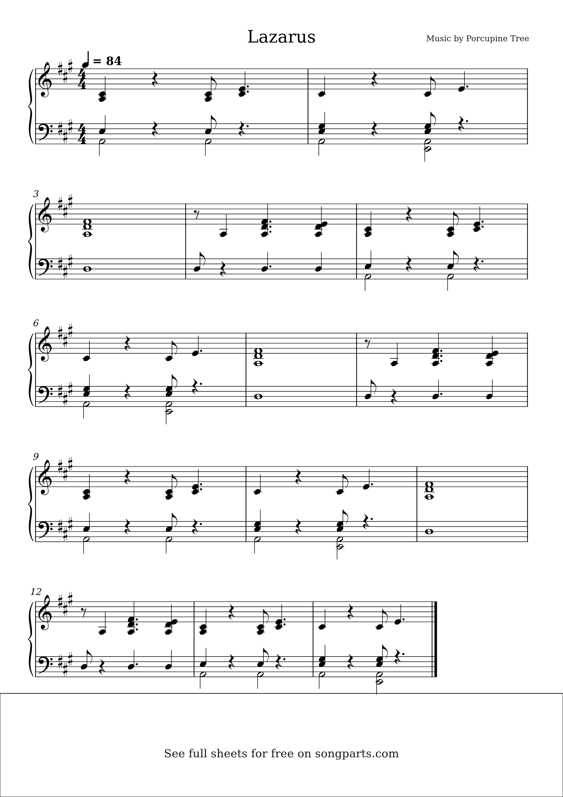 Vista previa de la partitura de Lazarus de Porcupine Tree