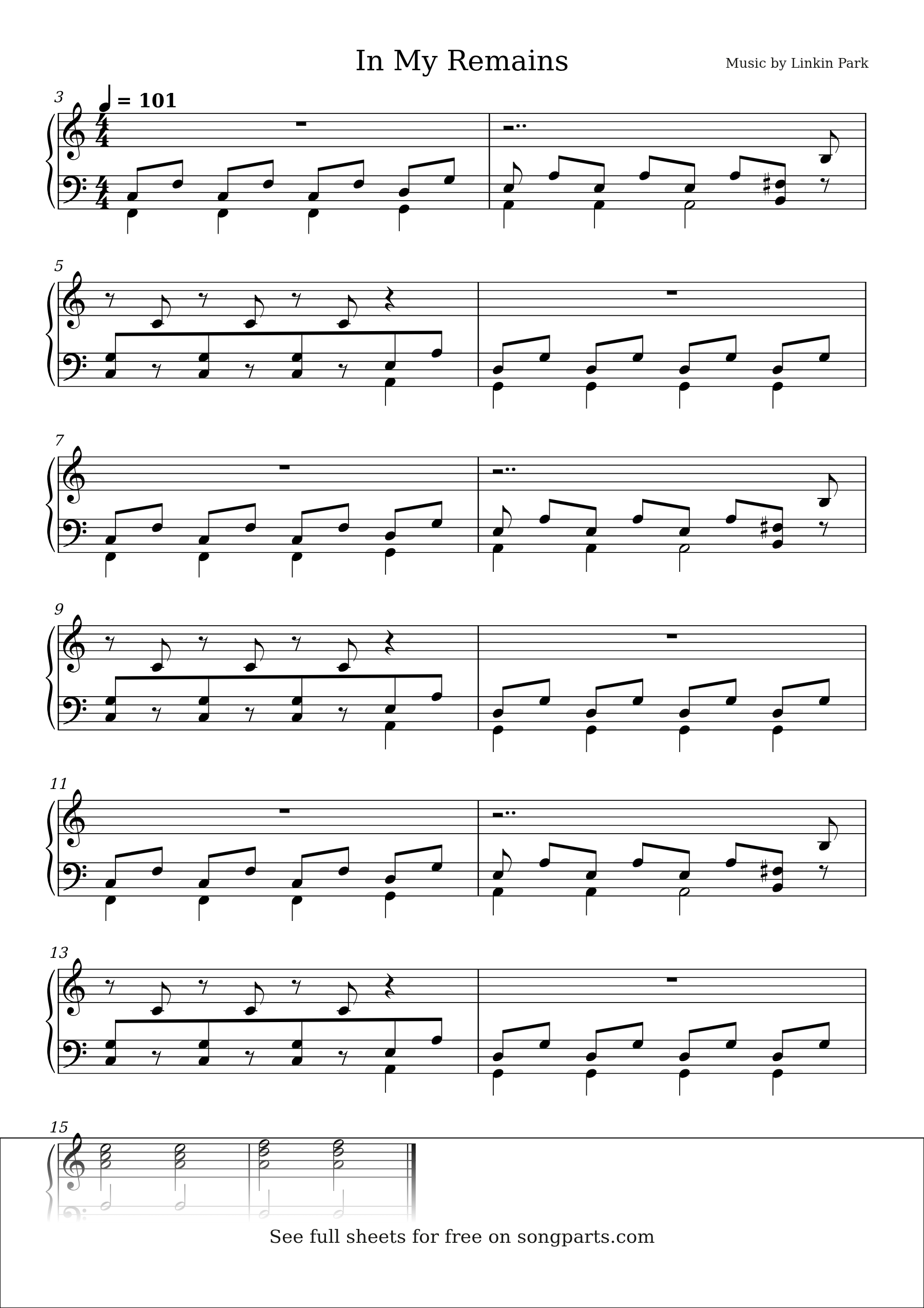 Sheet music preview for In My Remains by Linkin Park