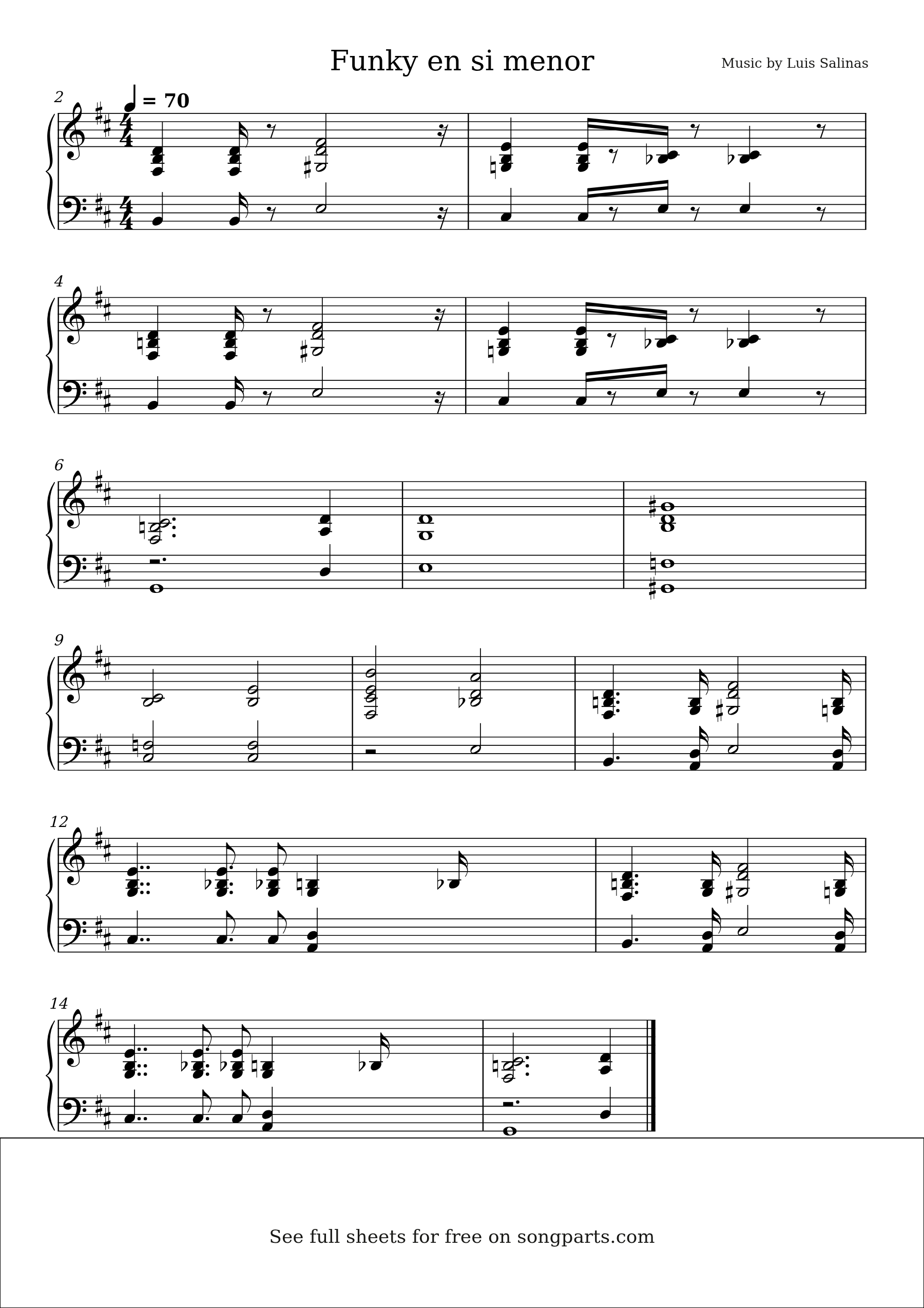 Sheet music preview for Funky en si menor by Luis Salinas