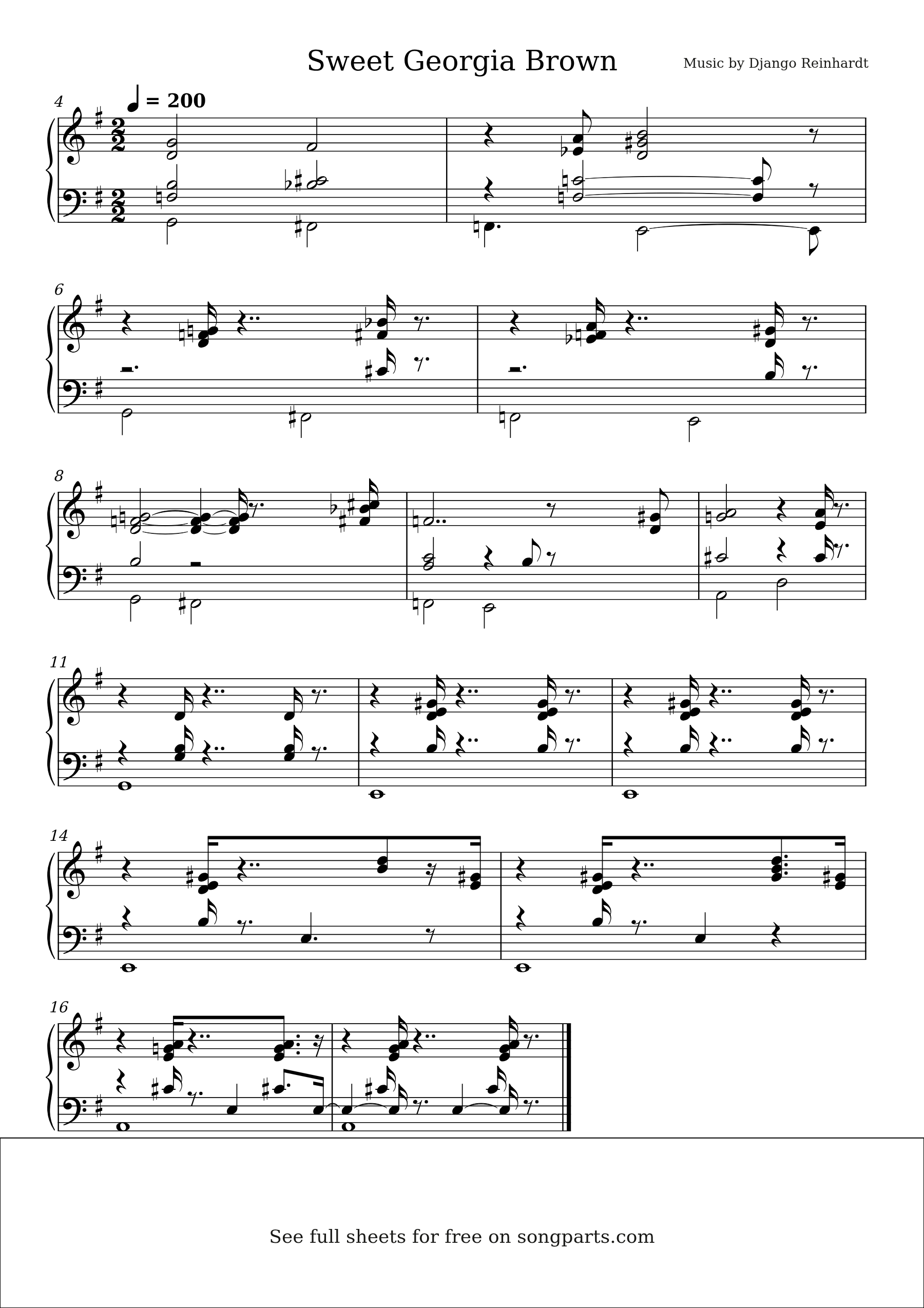 Sheet music preview for Sweet Georgia Brown by Django Reinhardt