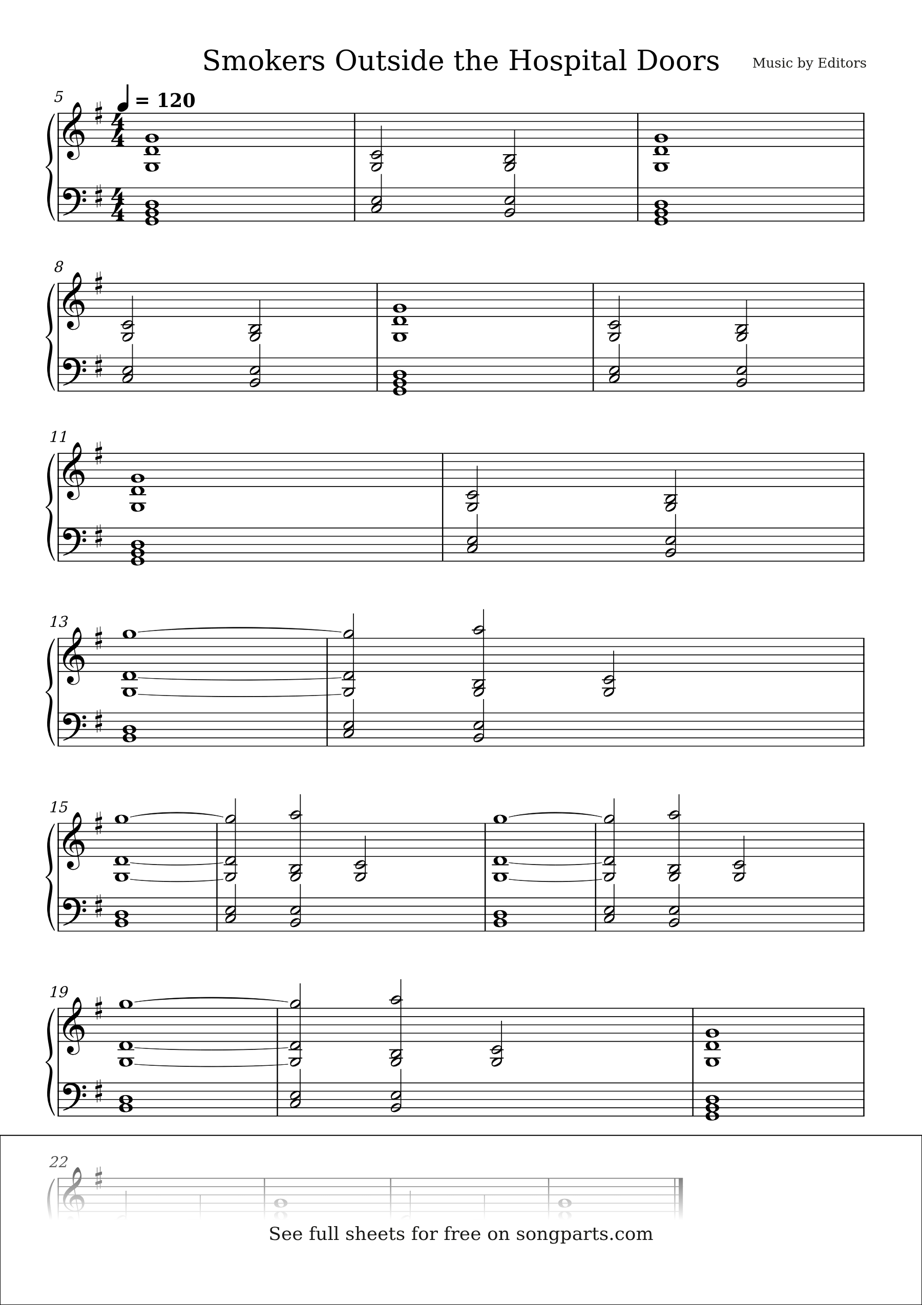Sheet music preview for Smokers Outside the Hospital Doors by Editors