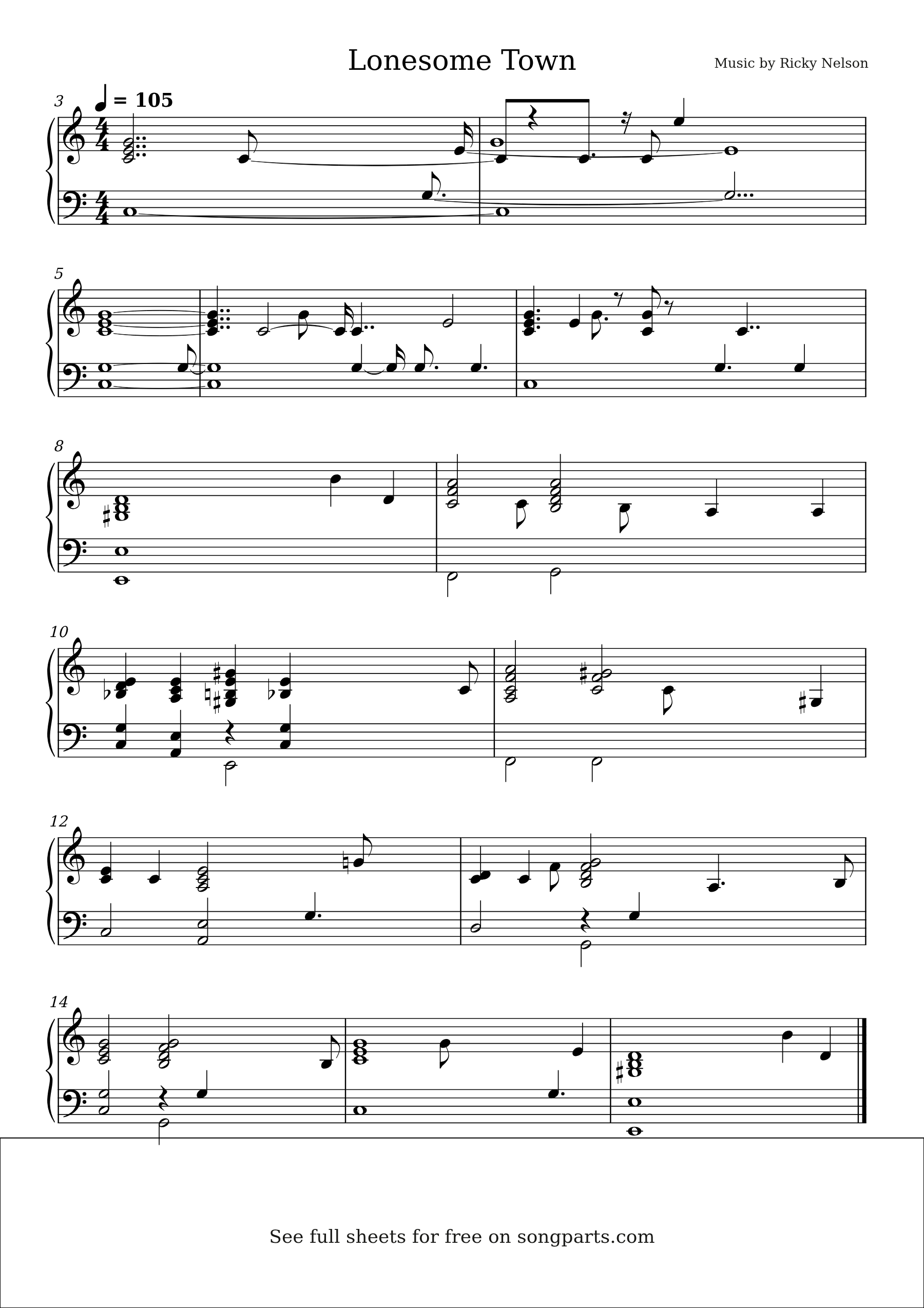 Превью нот Lonesome Town (Ricky Nelson)