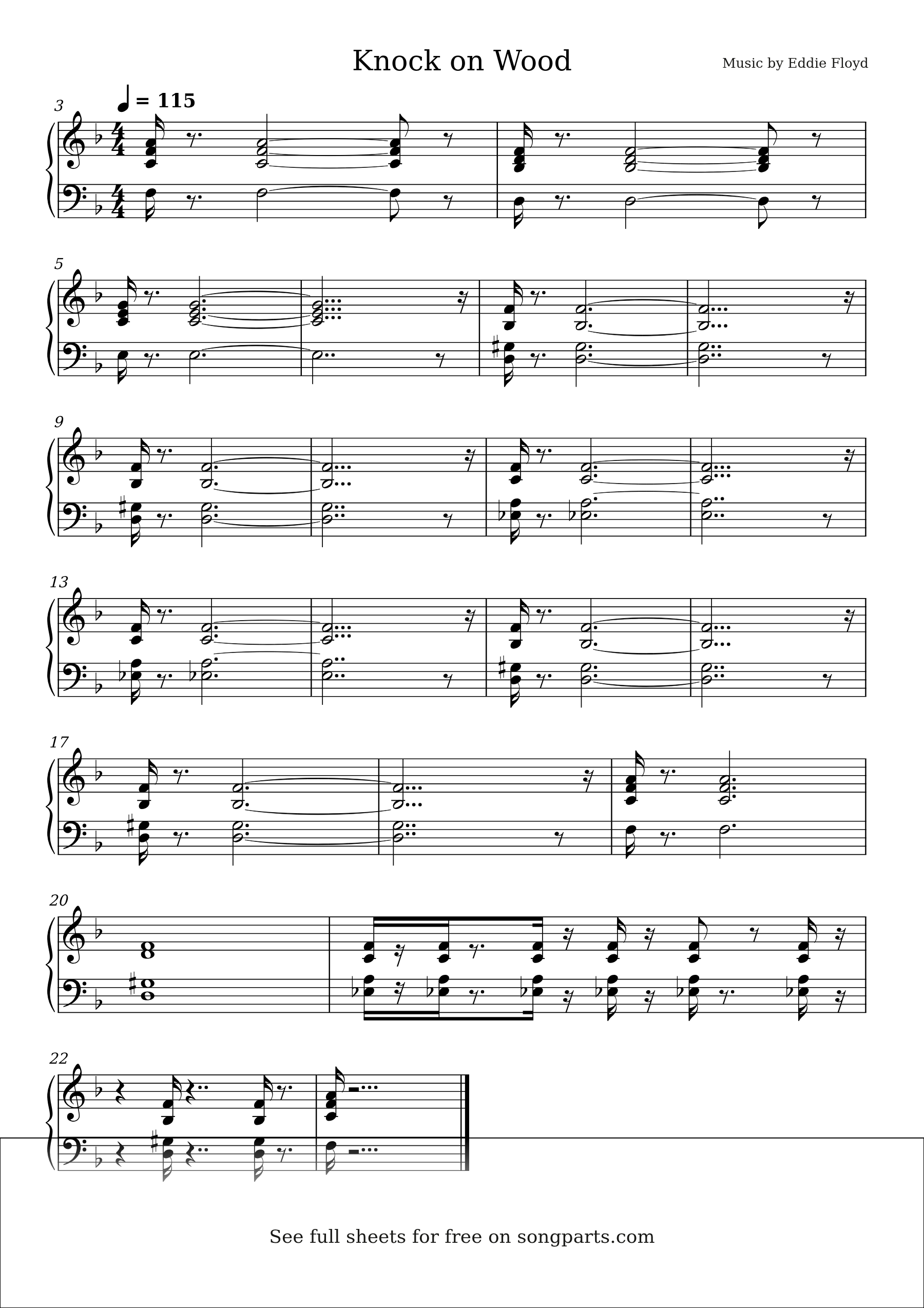 Sheet music preview for Knock on Wood by Eddie Floyd