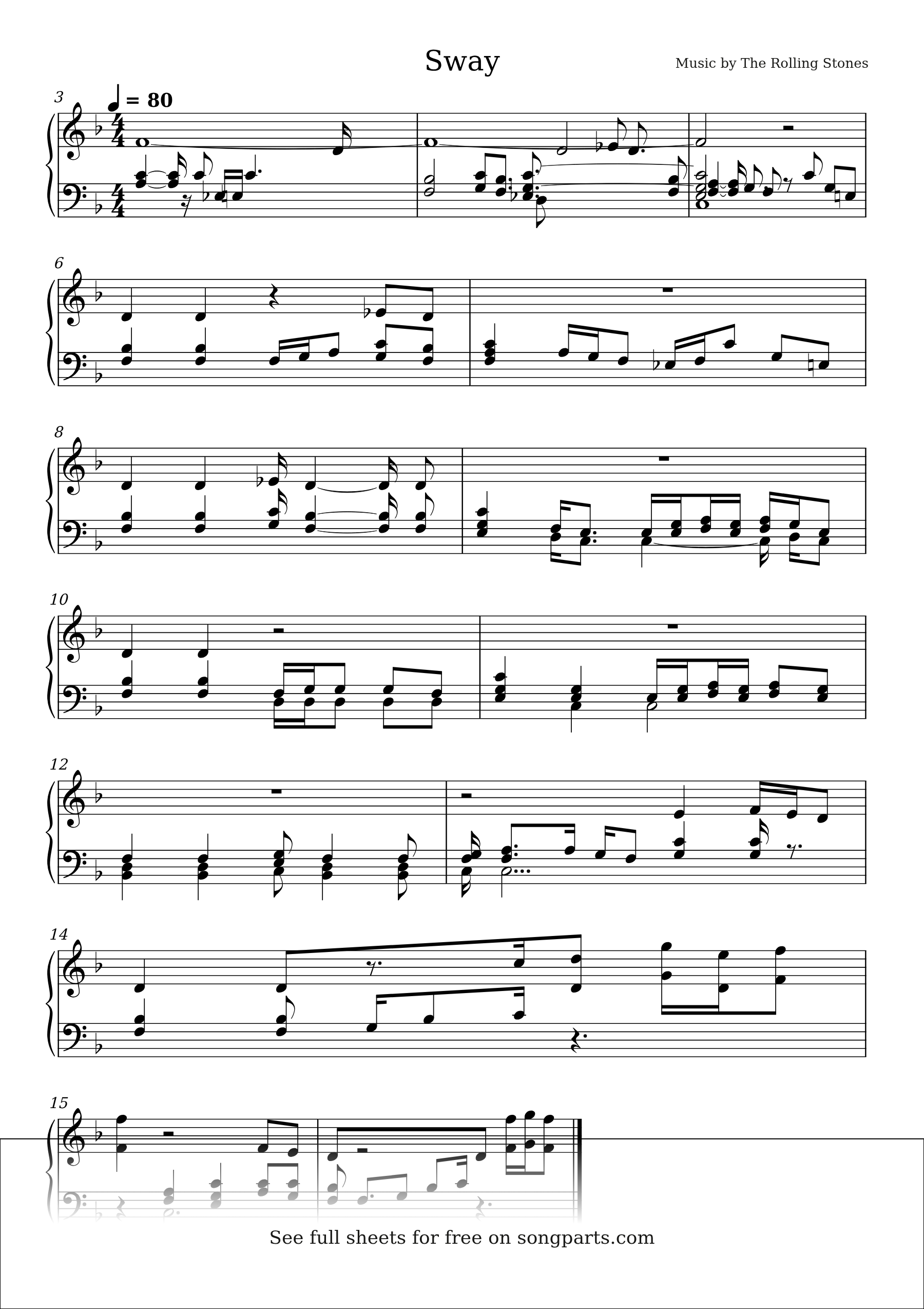 Sheet music preview for Sway by The Rolling Stones
