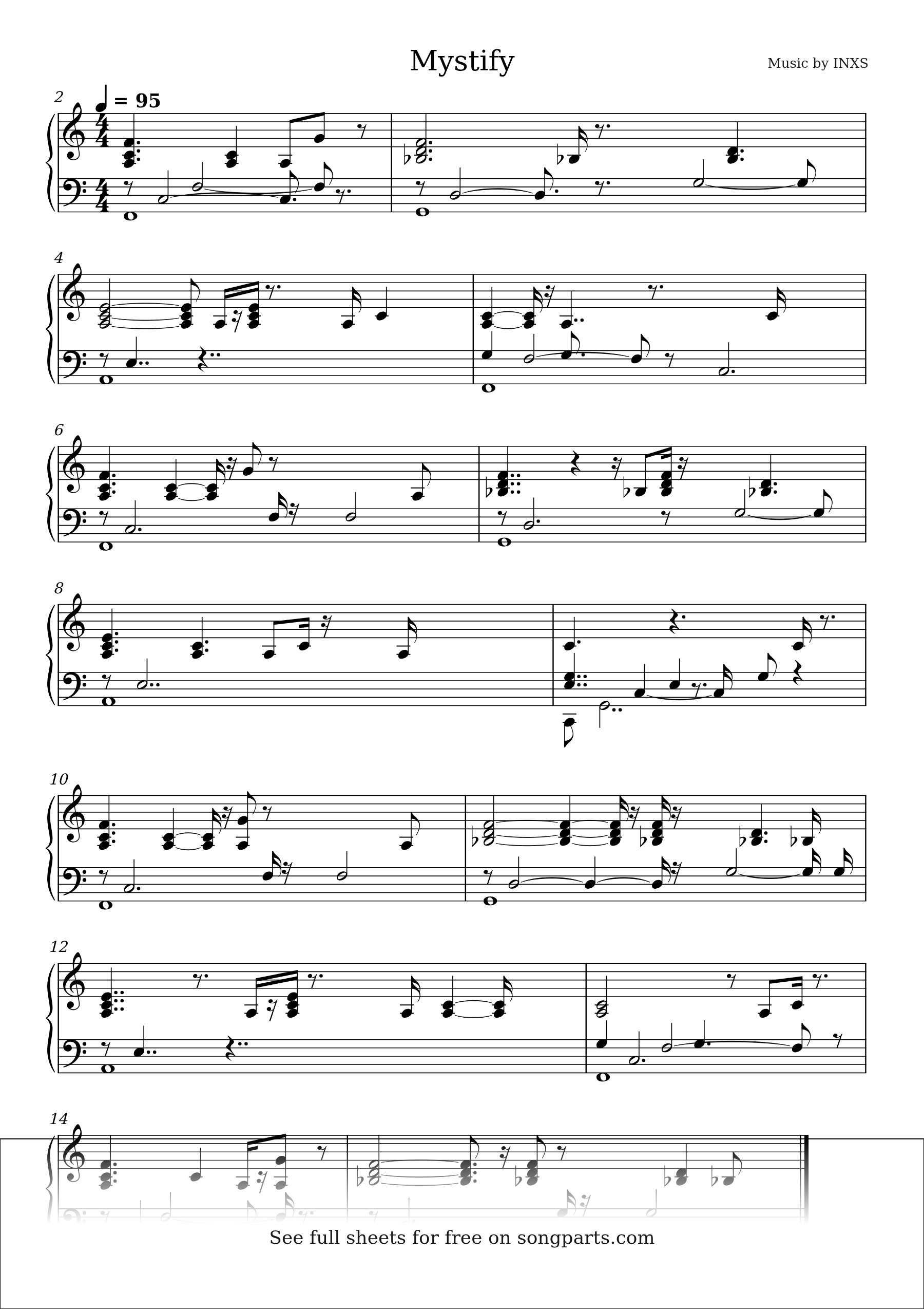 Vista previa de la partitura de Mystify de INXS