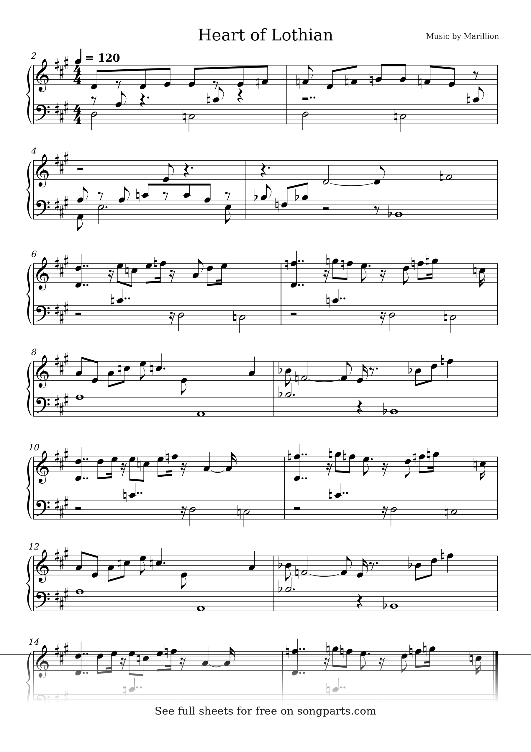 Sheet music preview for Heart of Lothian by Marillion