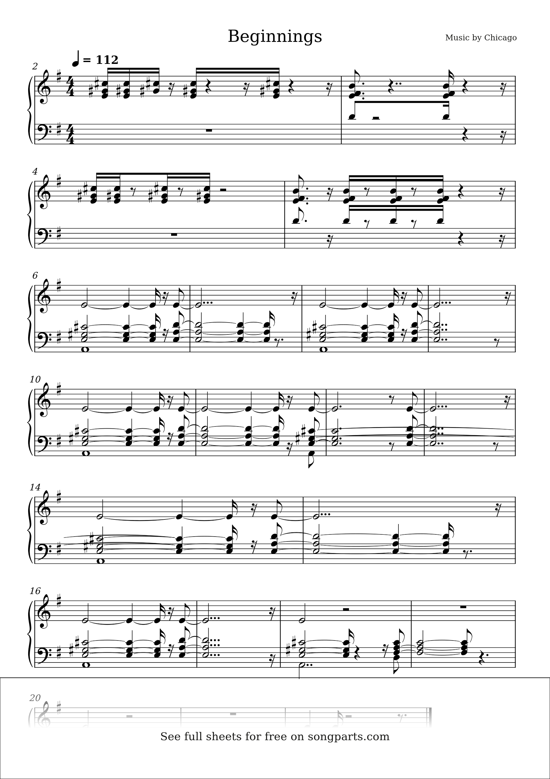 Превью нот Beginnings (Chicago)