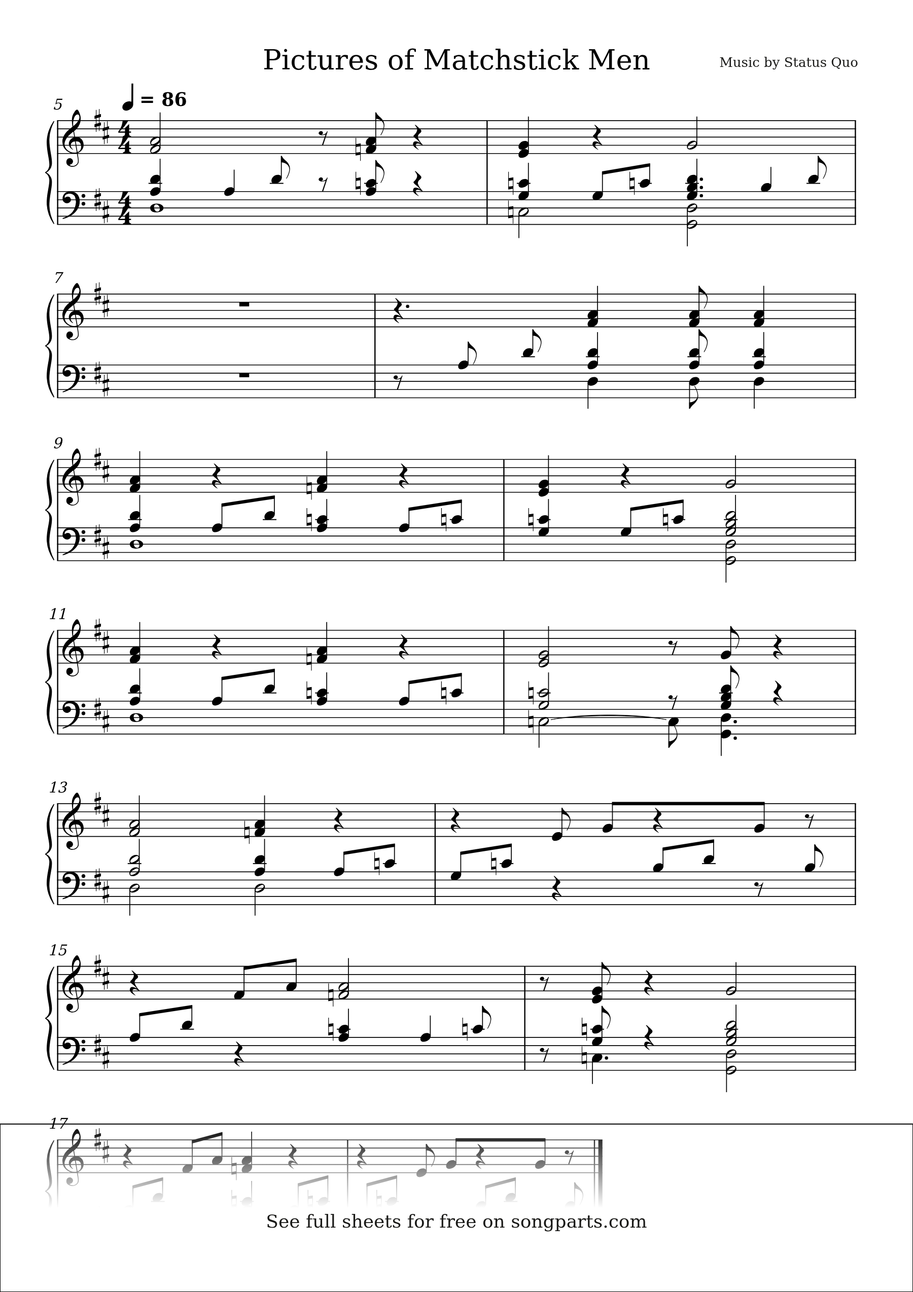 Sheet music preview for Pictures of Matchstick Men by Status Quo