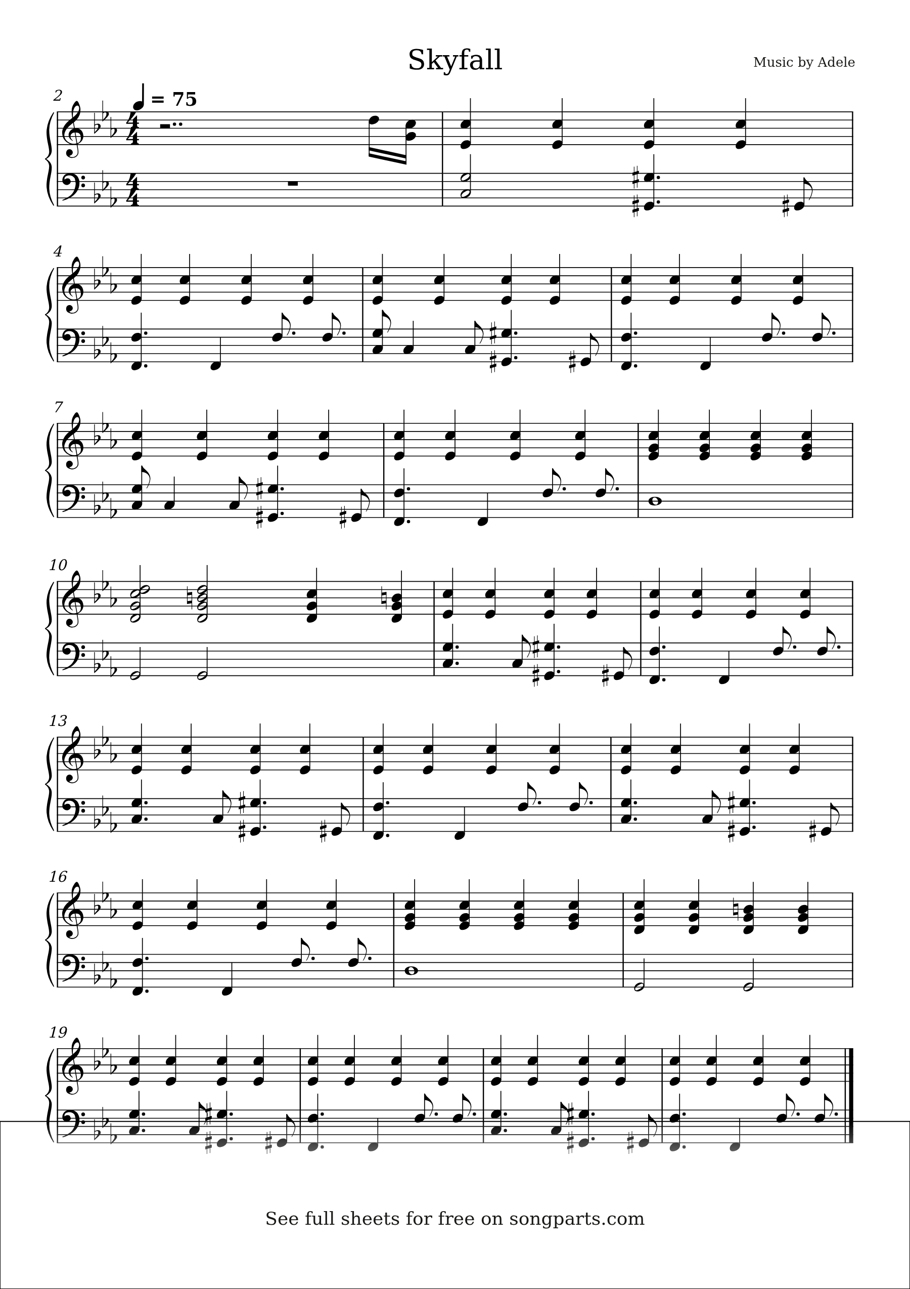 Vista previa de la partitura de Skyfall de Adele