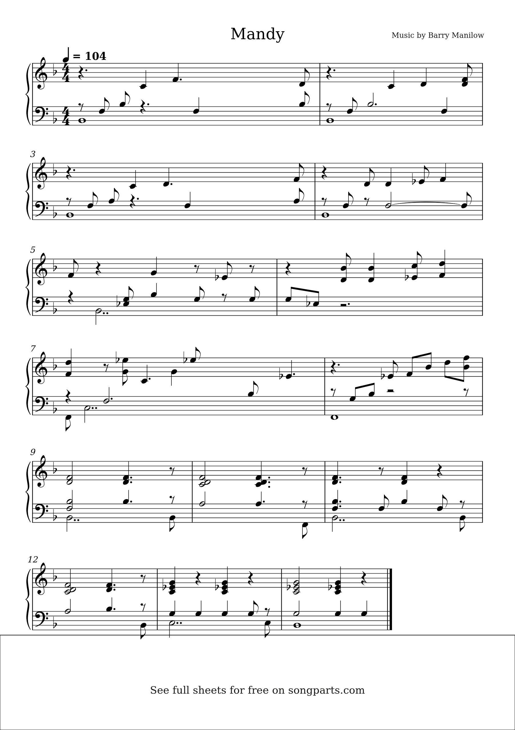 Vista previa de la partitura de Mandy de Barry Manilow