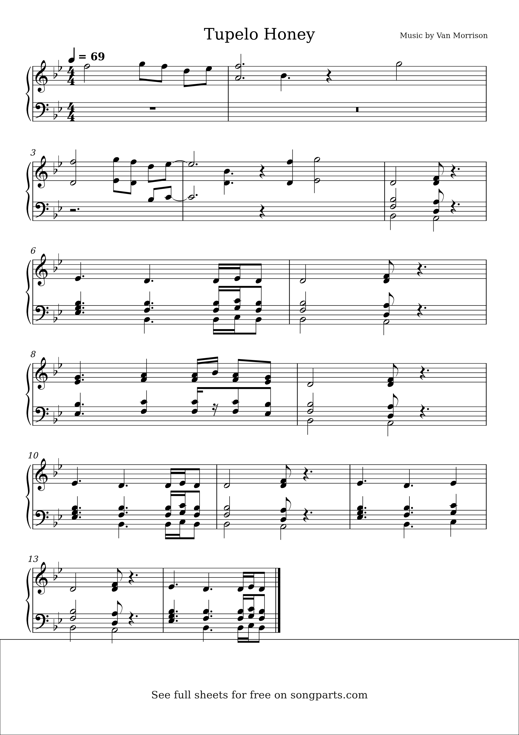Vista previa de la partitura de Tupelo Honey de Van Morrison