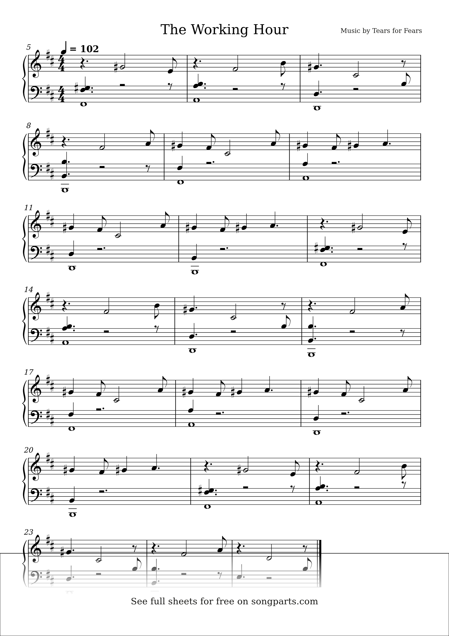 Vista previa de la partitura de The Working Hour de Tears for Fears