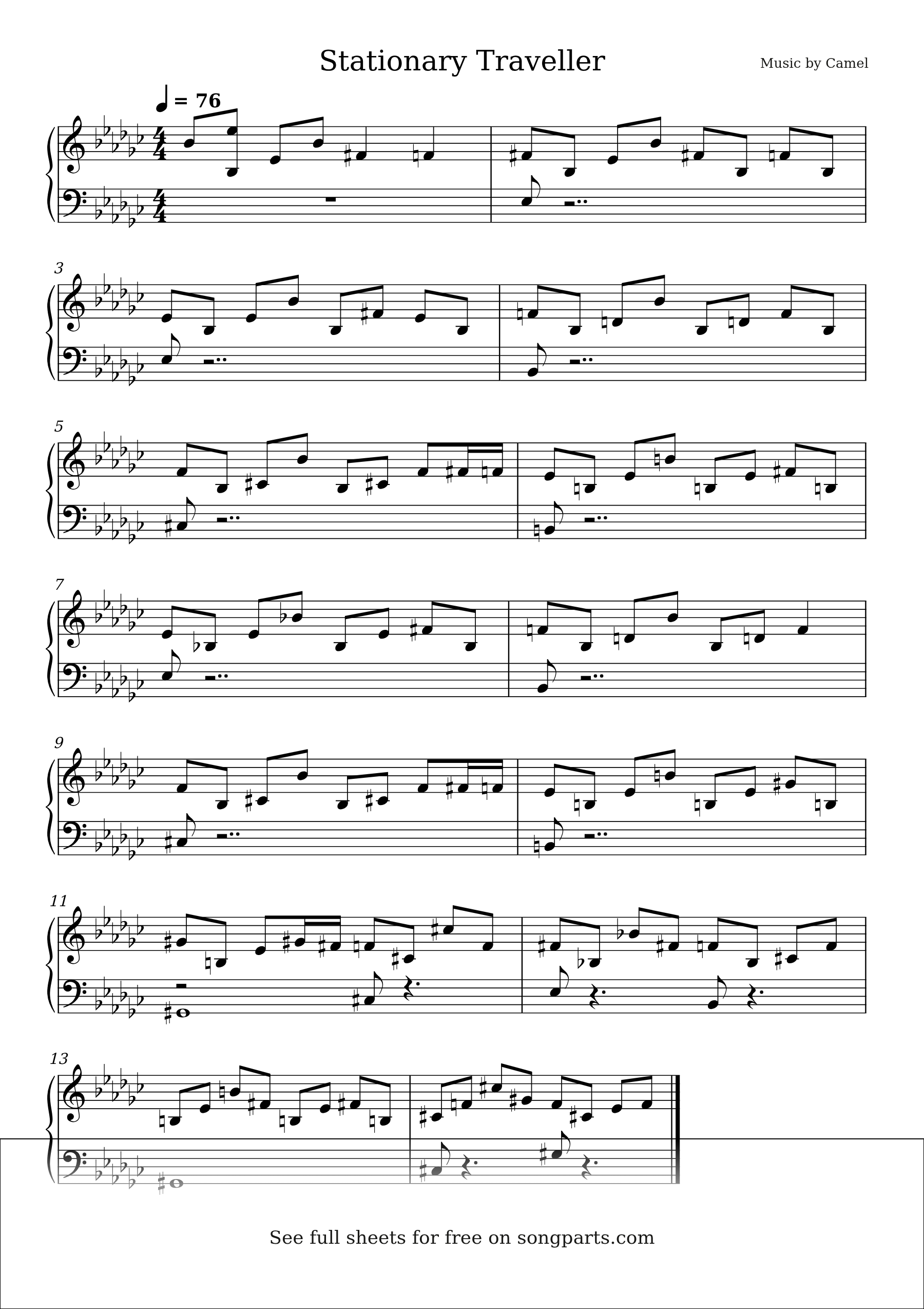 Sheet music preview for Stationary Traveller by Camel