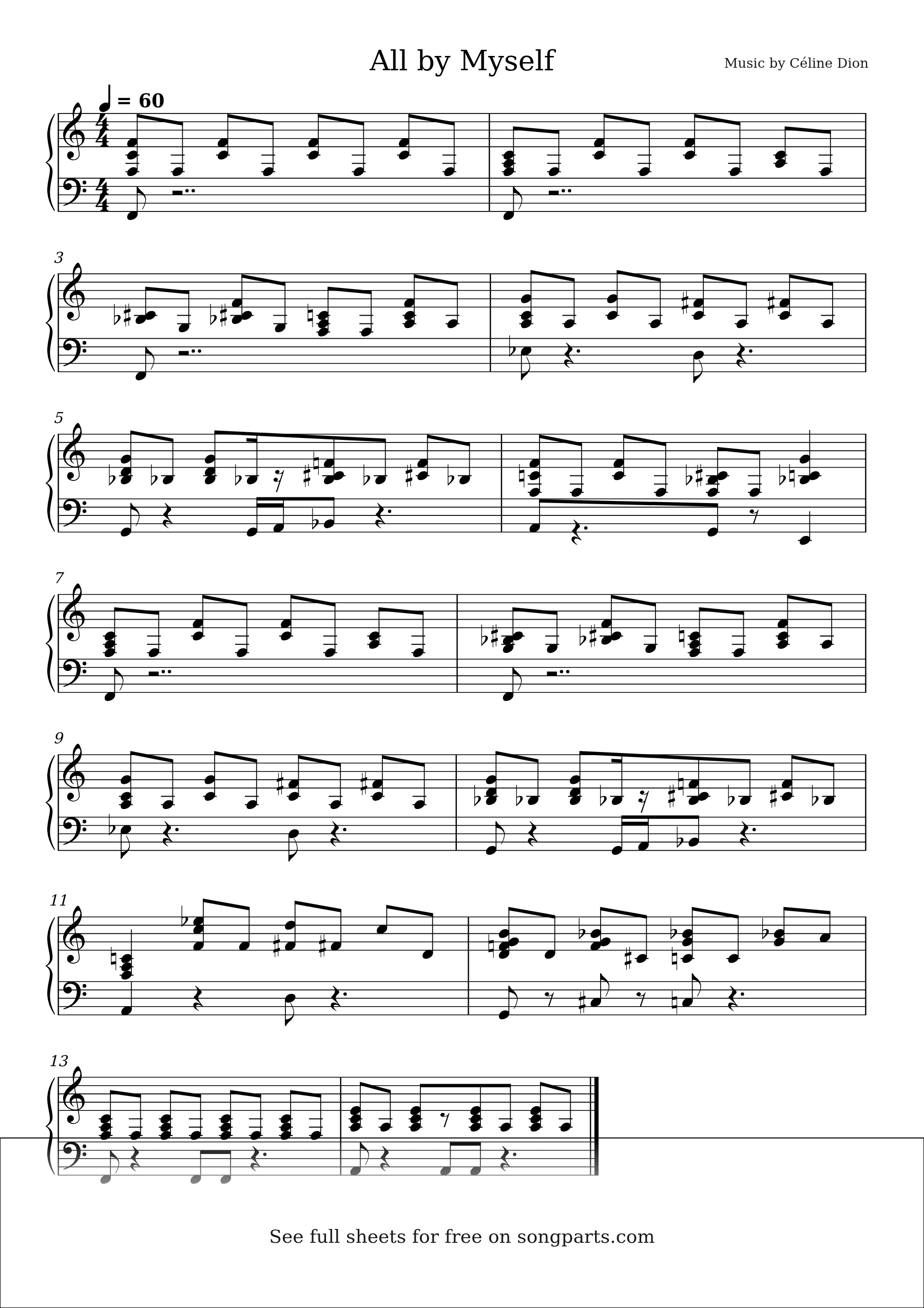 Vista previa de la partitura de All by Myself de Céline Dion
