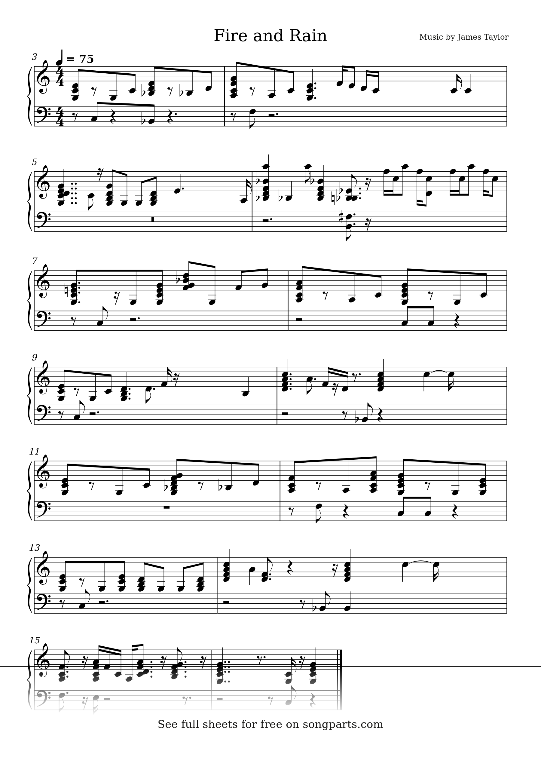 Vista previa de la partitura de Fire and Rain de James Taylor