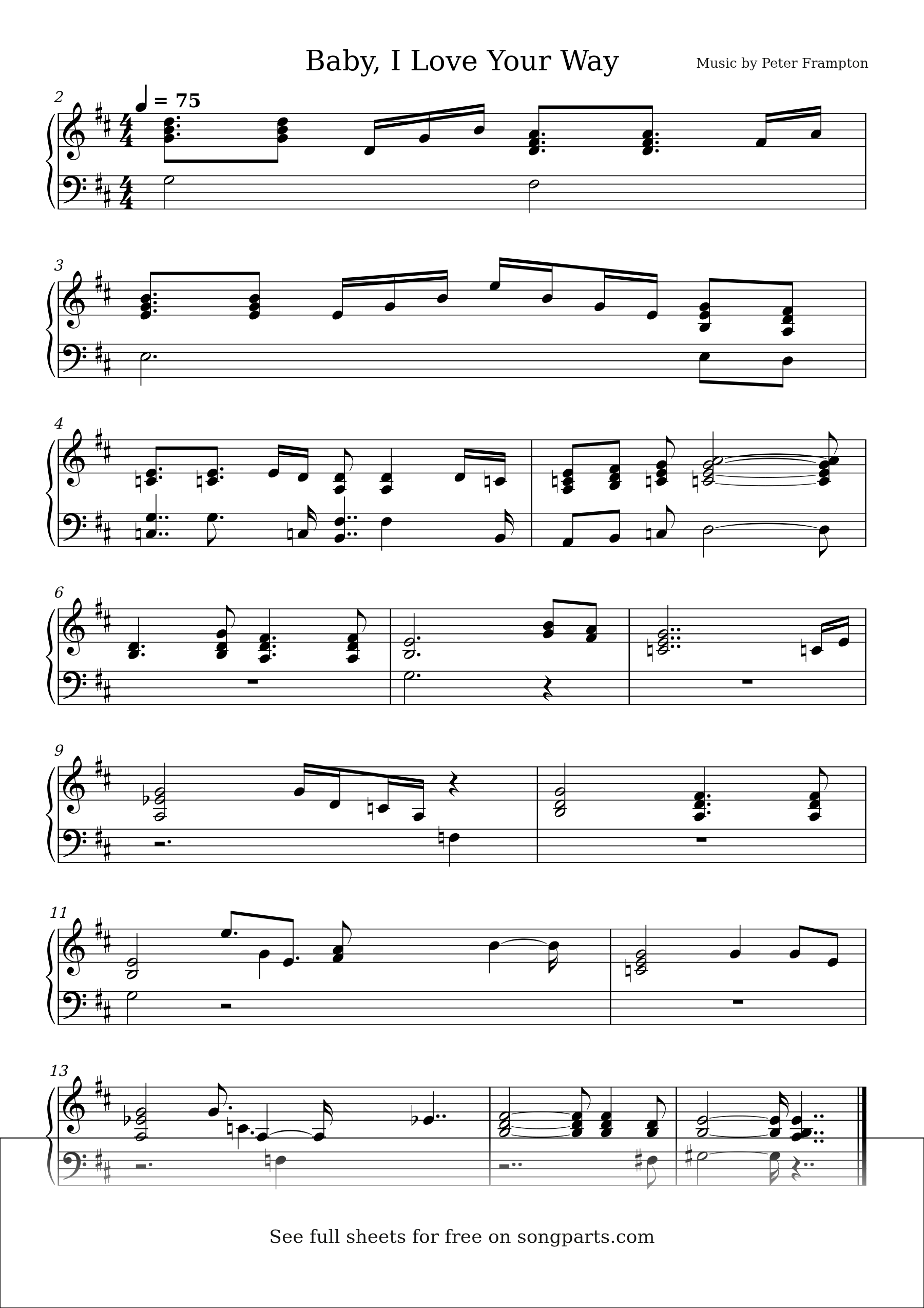 Sheet music preview for Baby, I Love Your Way by Peter Frampton