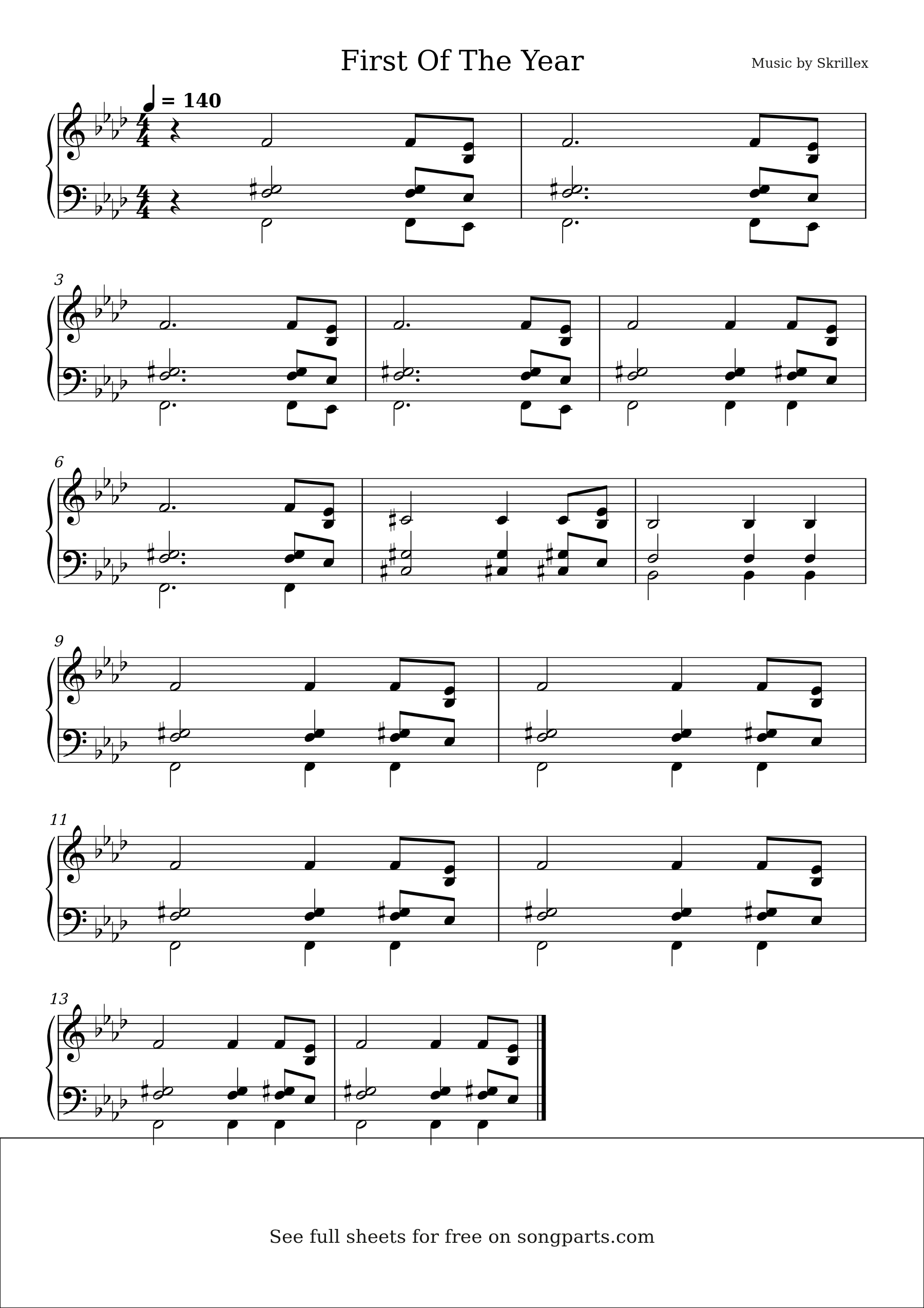 Vista previa de la partitura de First Of The Year de Skrillex