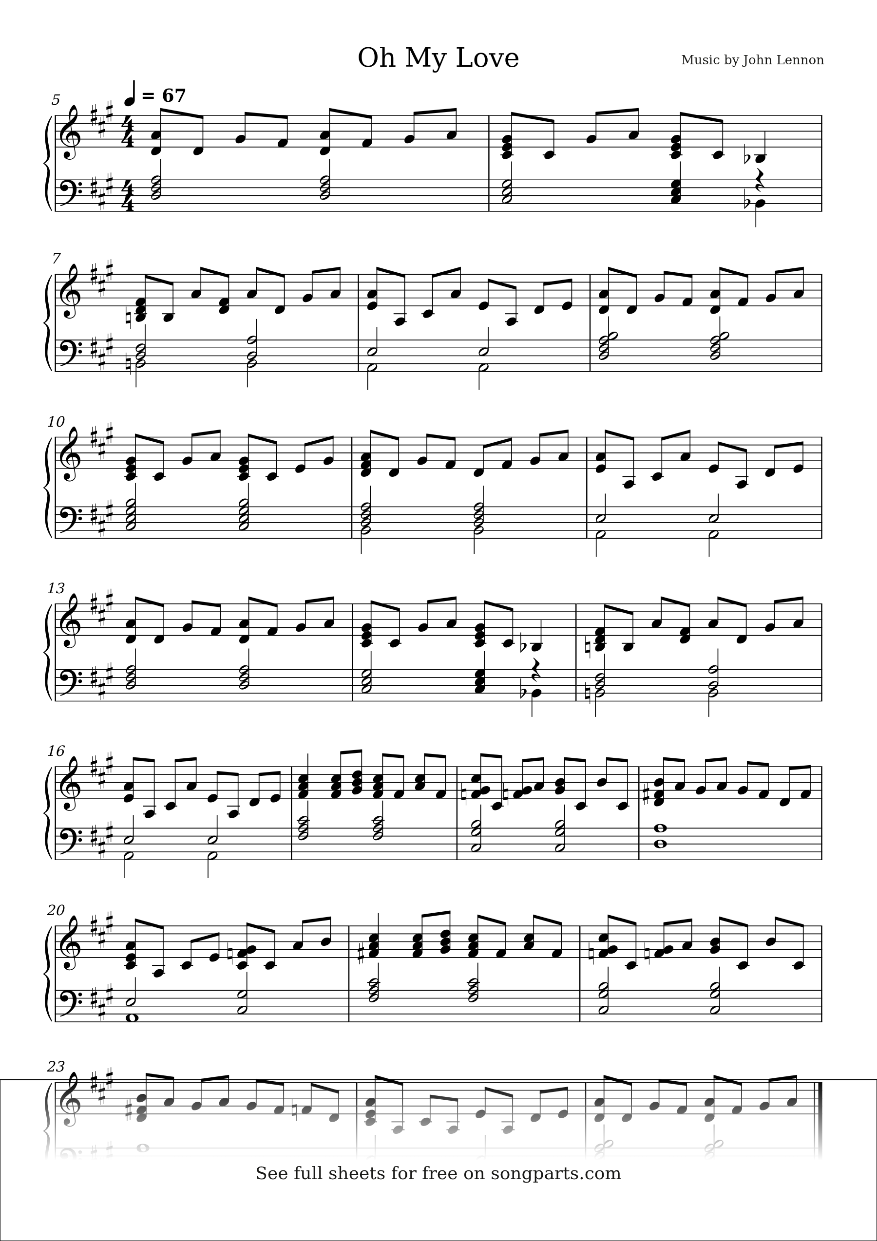 Sheet music preview for Oh My Love by John Lennon
