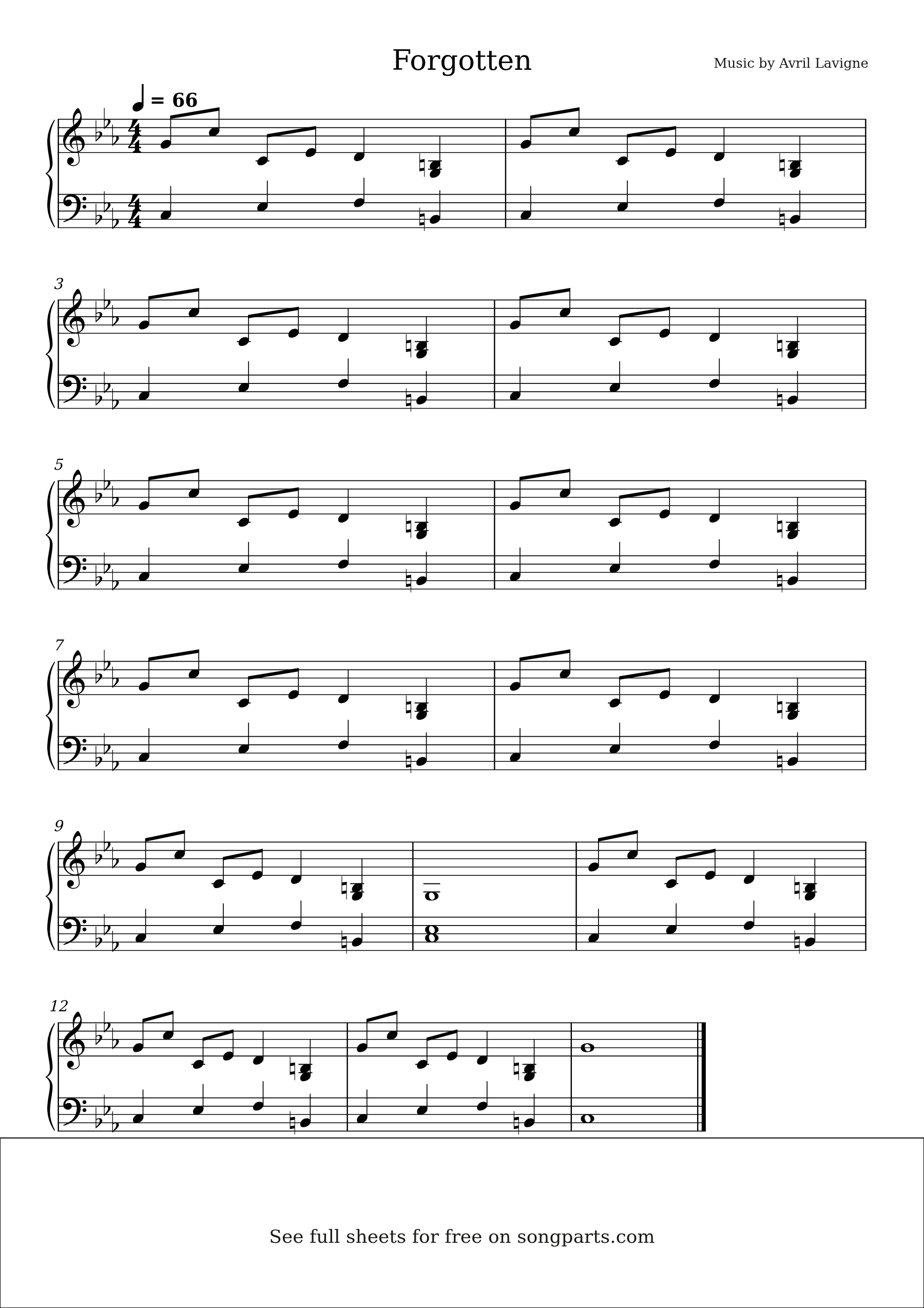 Vista previa de la partitura de Forgotten de Avril Lavigne