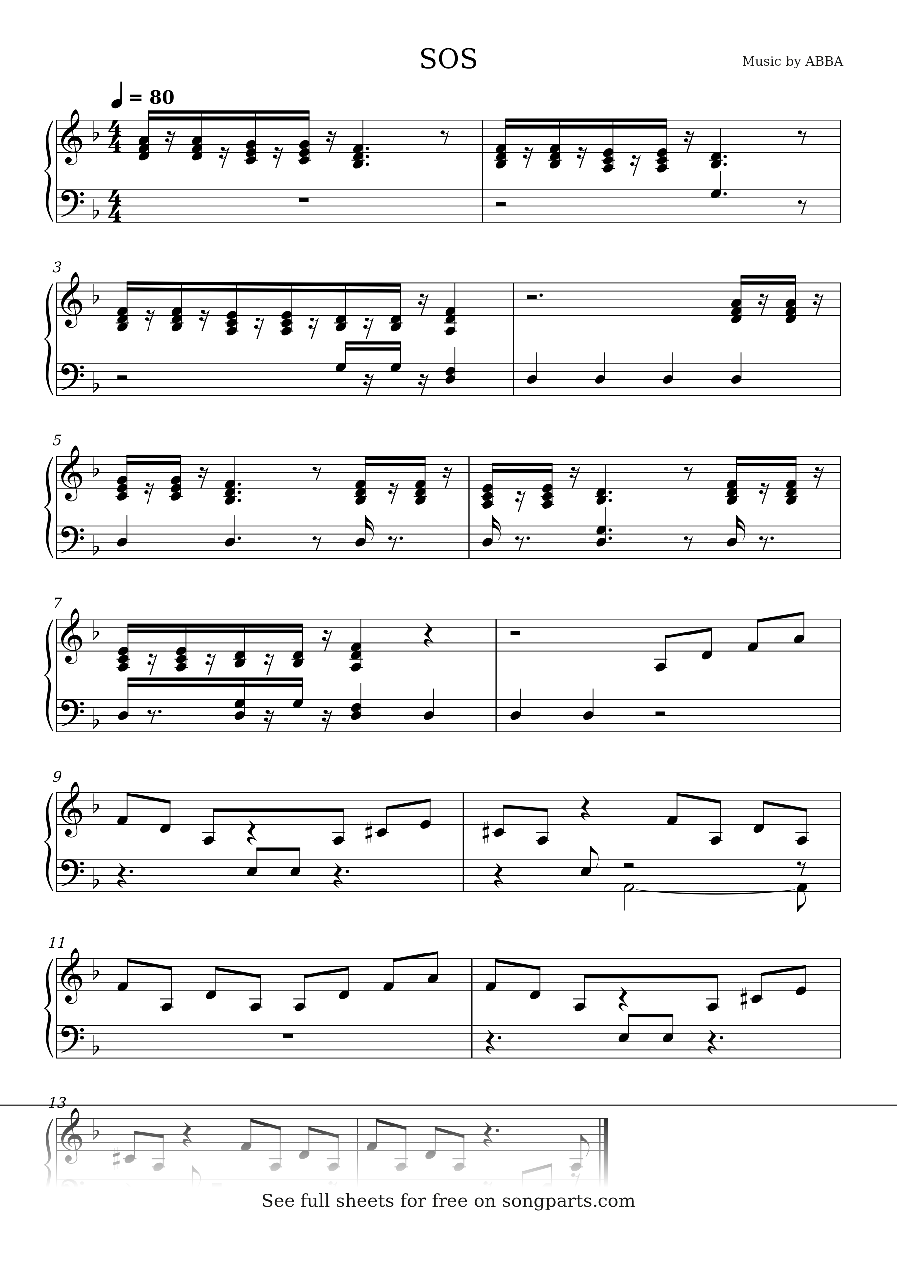 Превью нот SOS (ABBA)