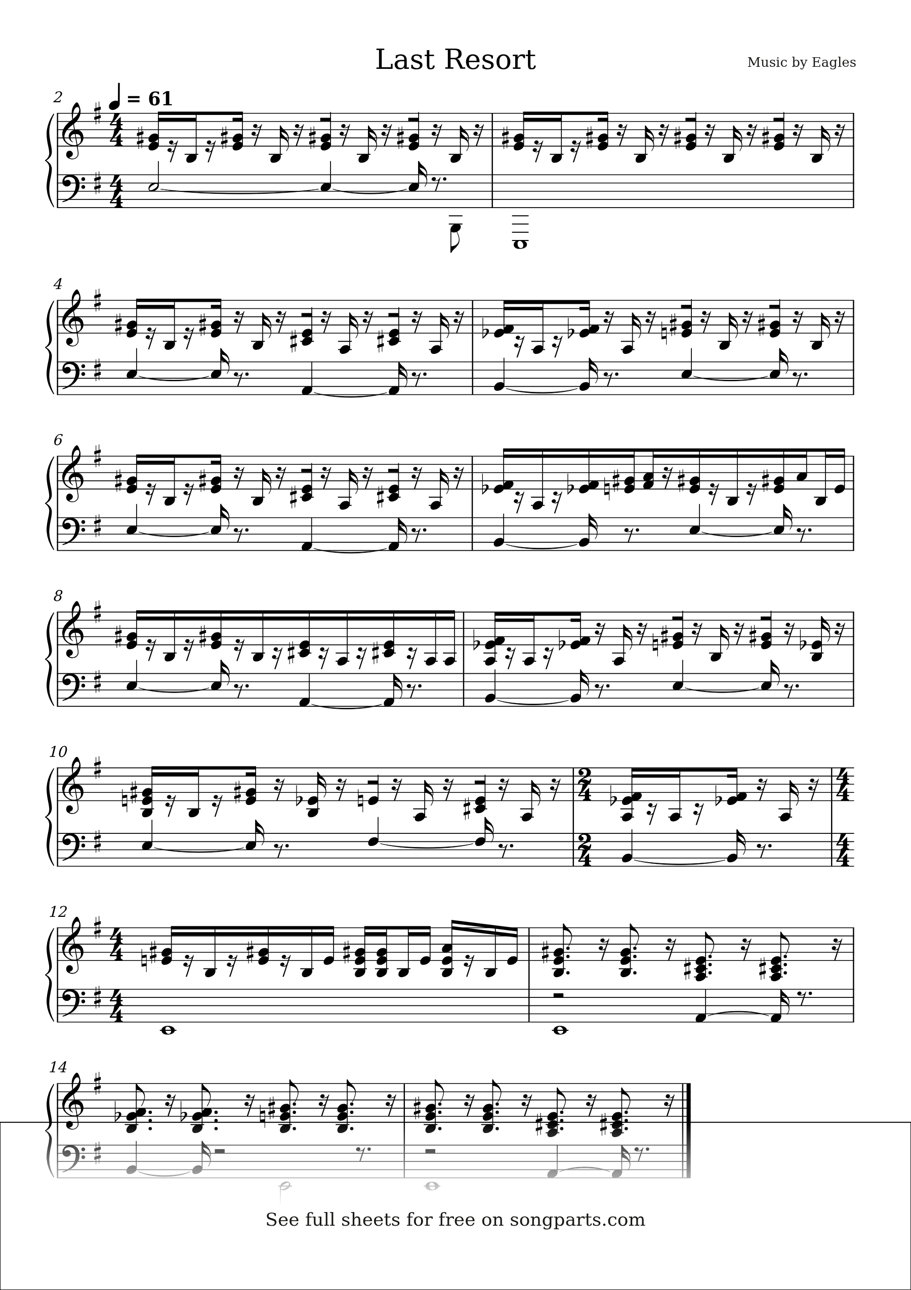 Sheet music preview for Last Resort by Eagles