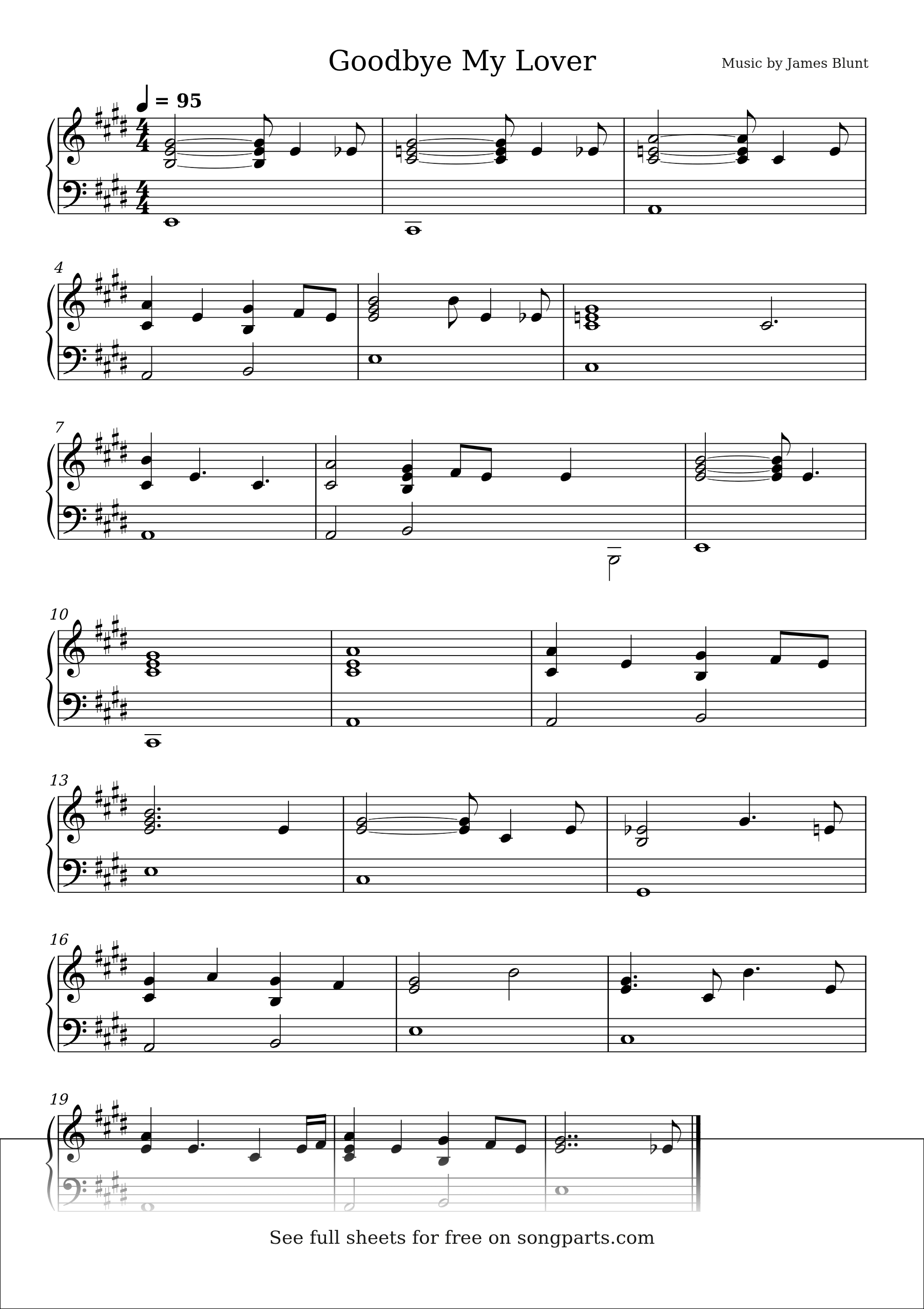 Sheet music preview for Goodbye My Lover by James Blunt
