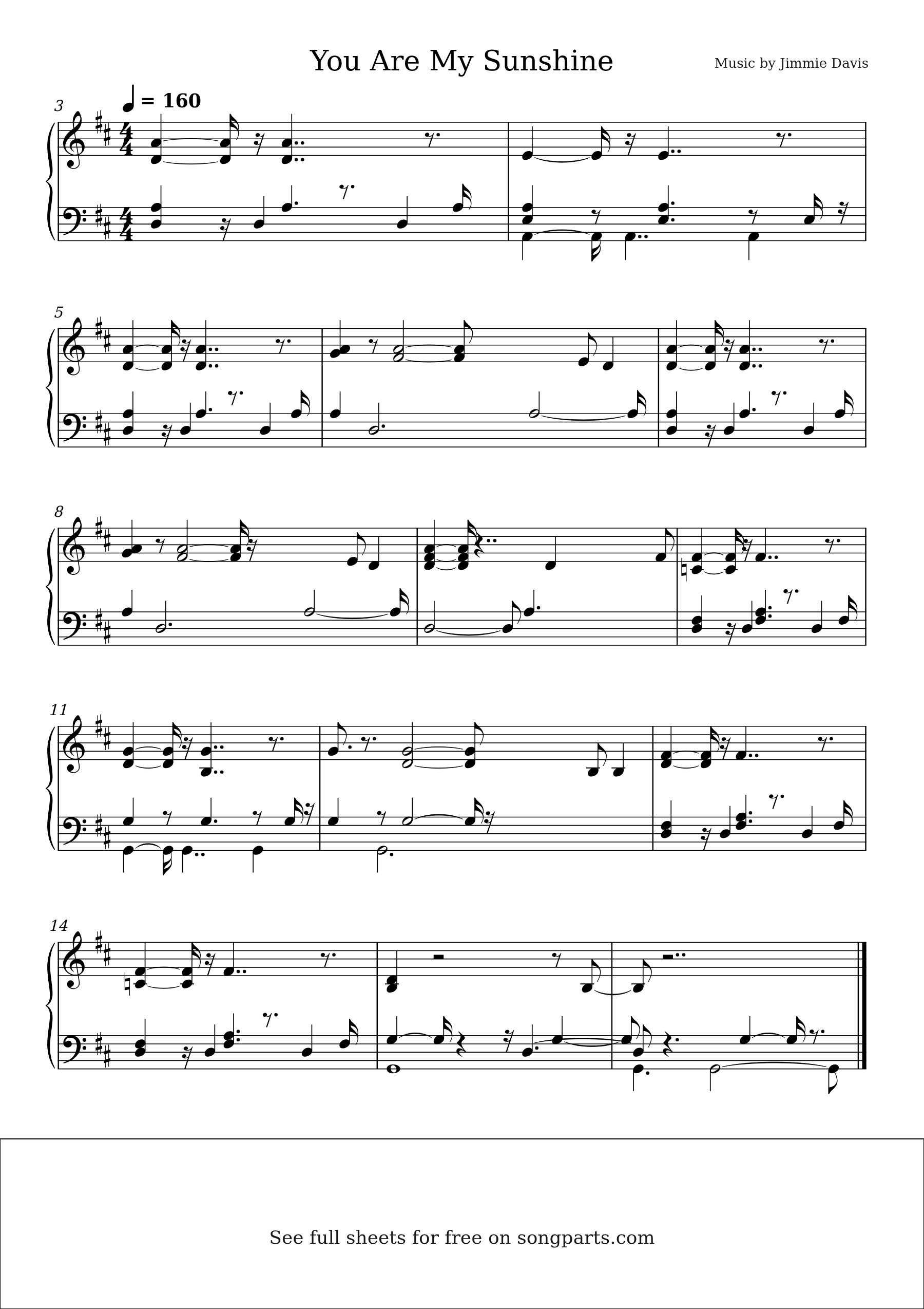 Sheet music preview for You Are My Sunshine by Jimmie Davis