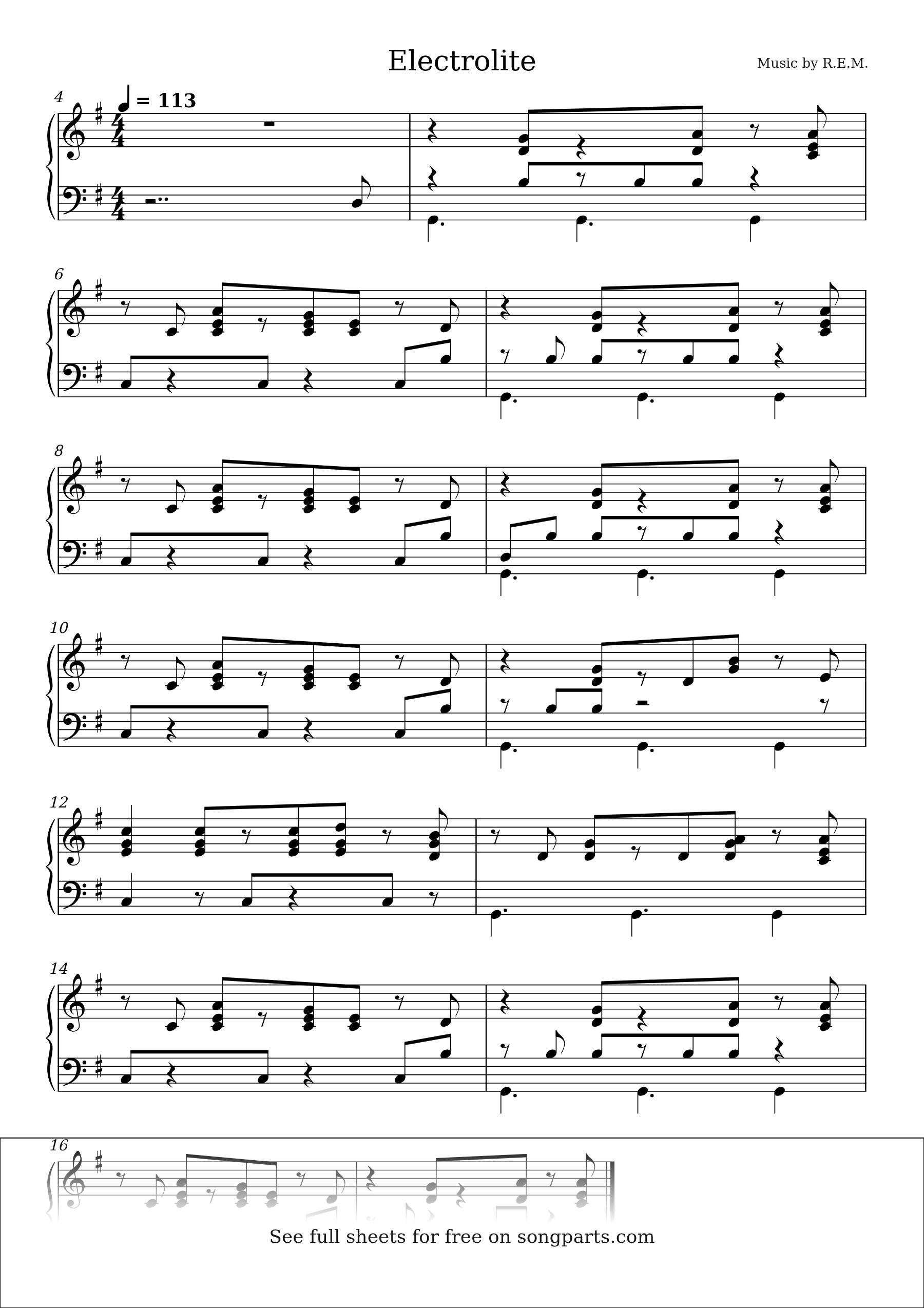 Vista previa de la partitura de Electrolite de R.E.M.