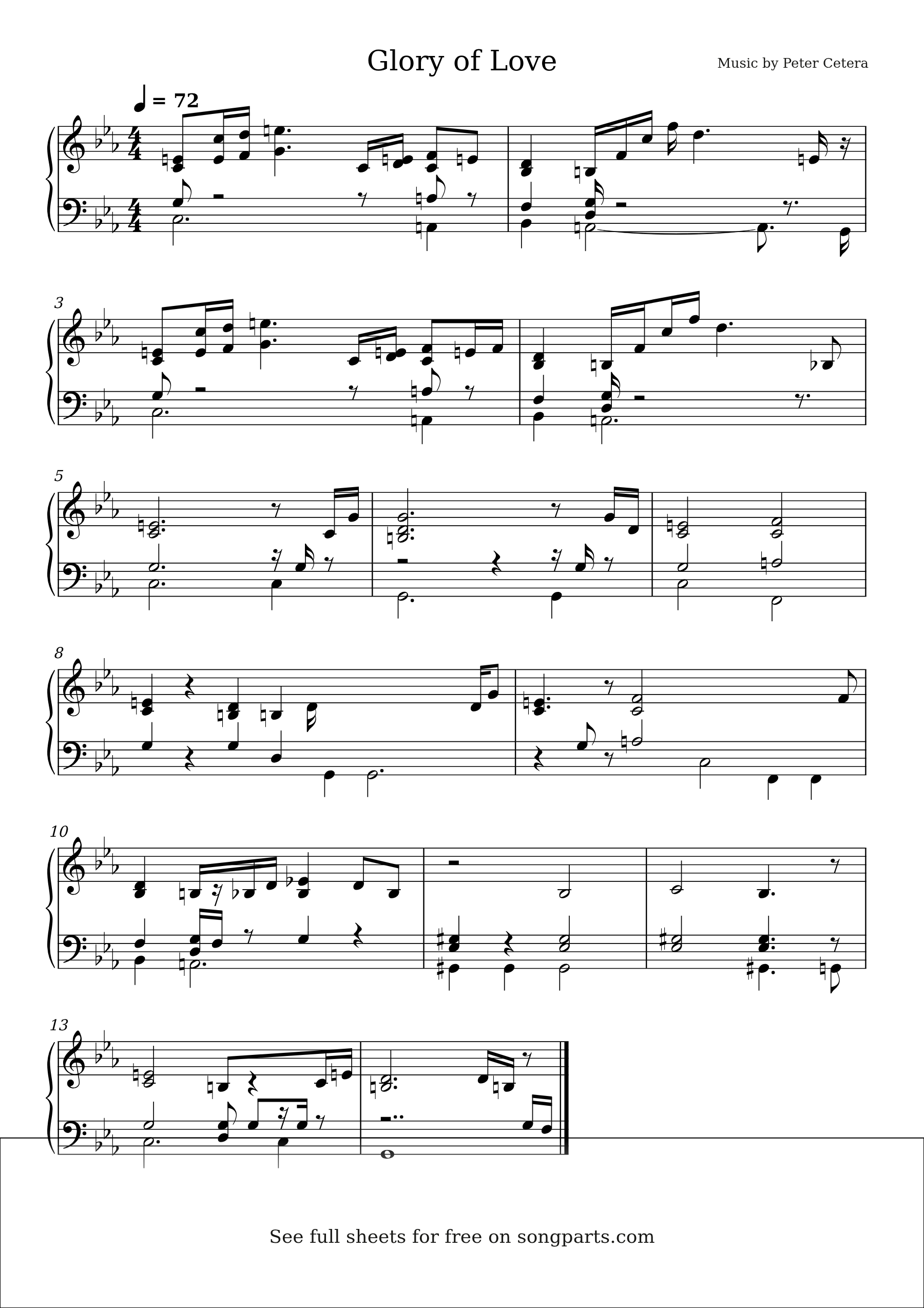 Sheet music preview for Glory of Love by Peter Cetera