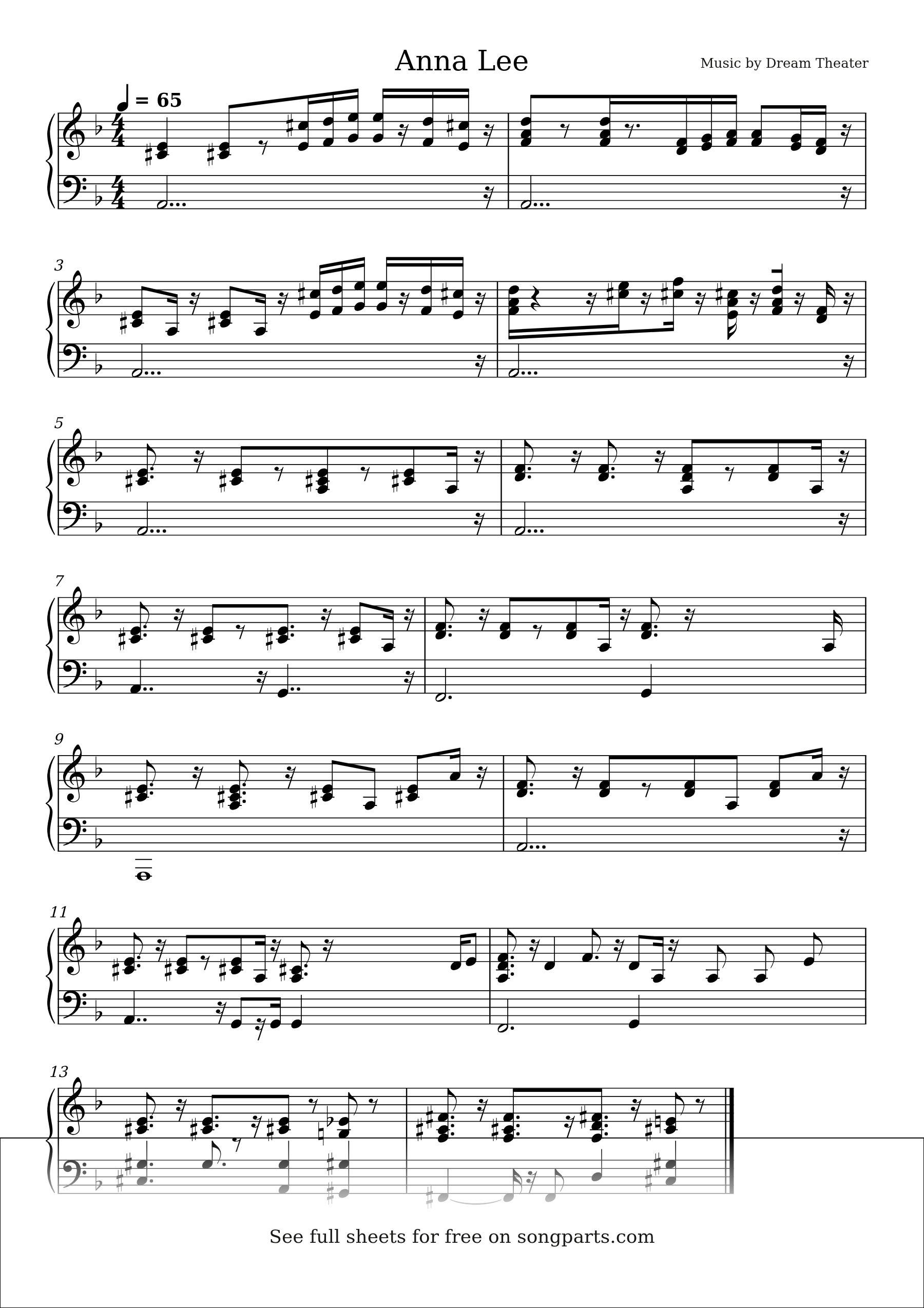 Sheet music preview for Anna Lee by Dream Theater