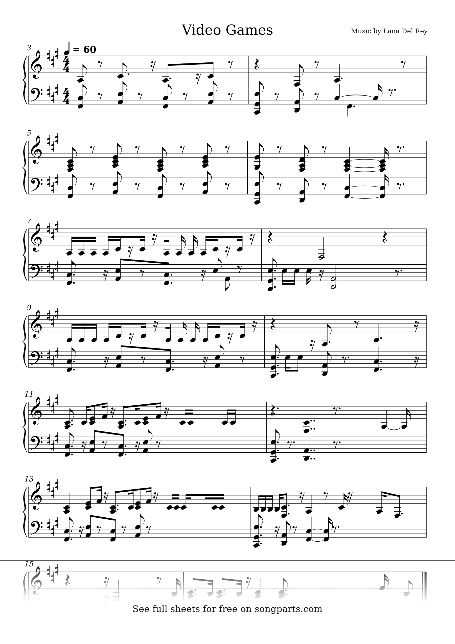 Sheet music preview for Video Games by Lana Del Rey