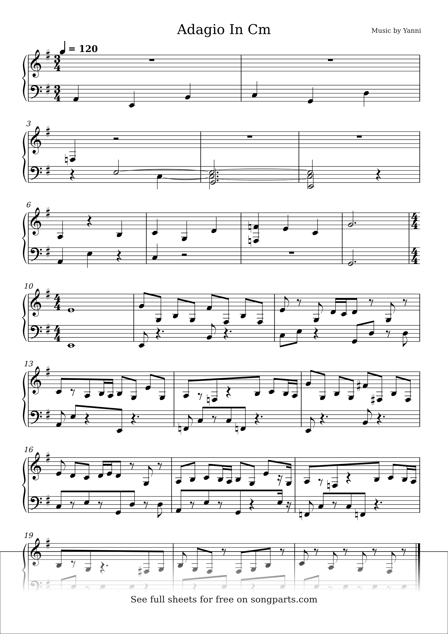 Vista previa de la partitura de Adagio In Cm de Yanni