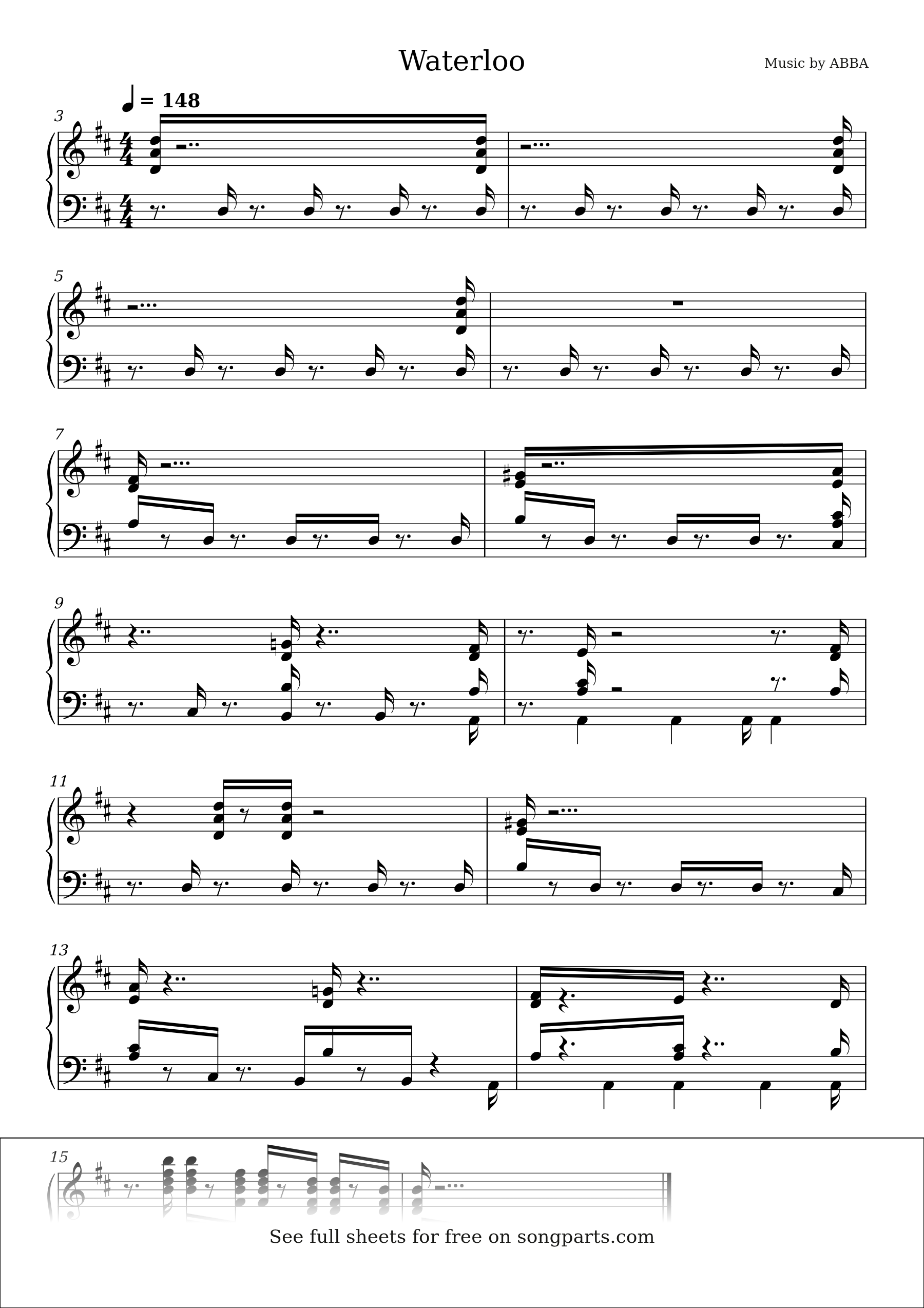 Vista previa de la partitura de Waterloo de ABBA