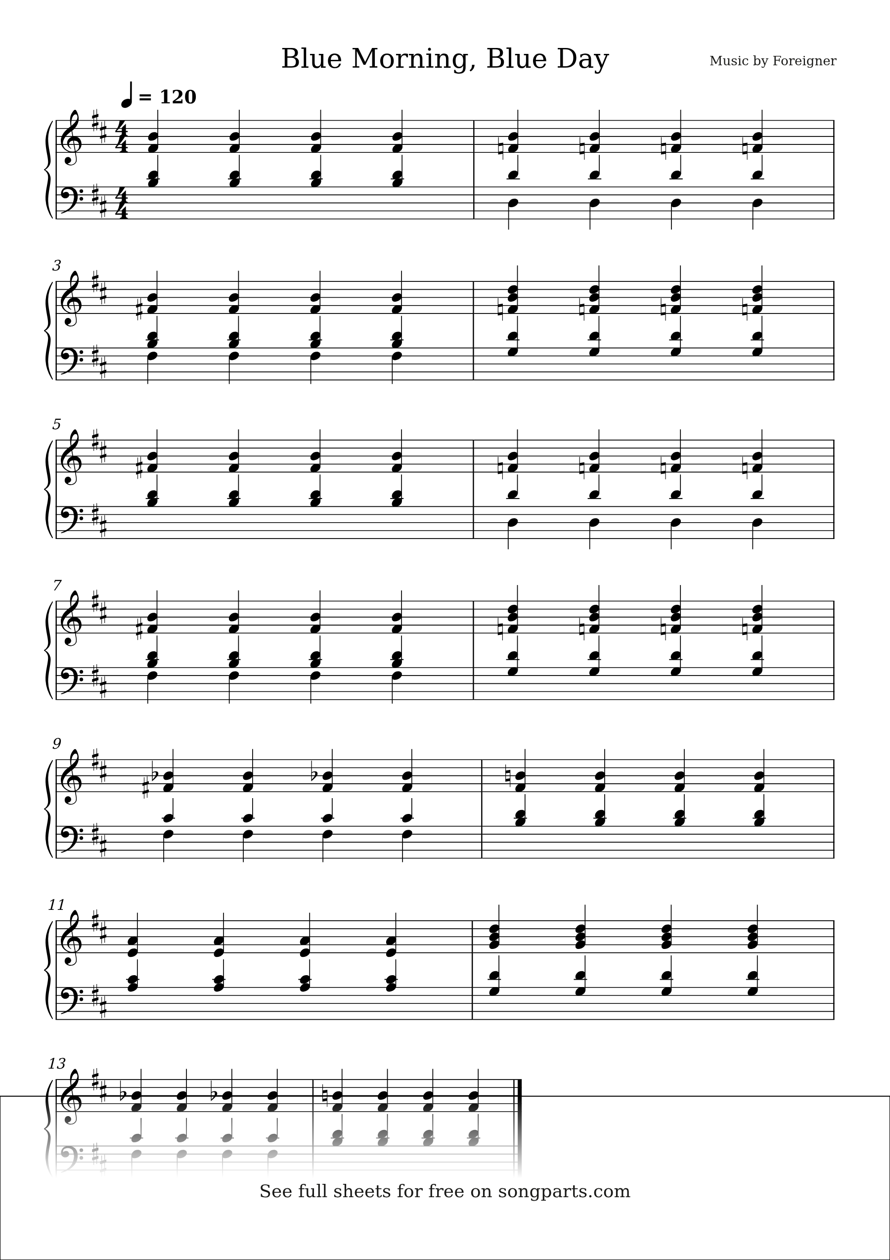Vista previa de la partitura de Blue Morning, Blue Day de Foreigner