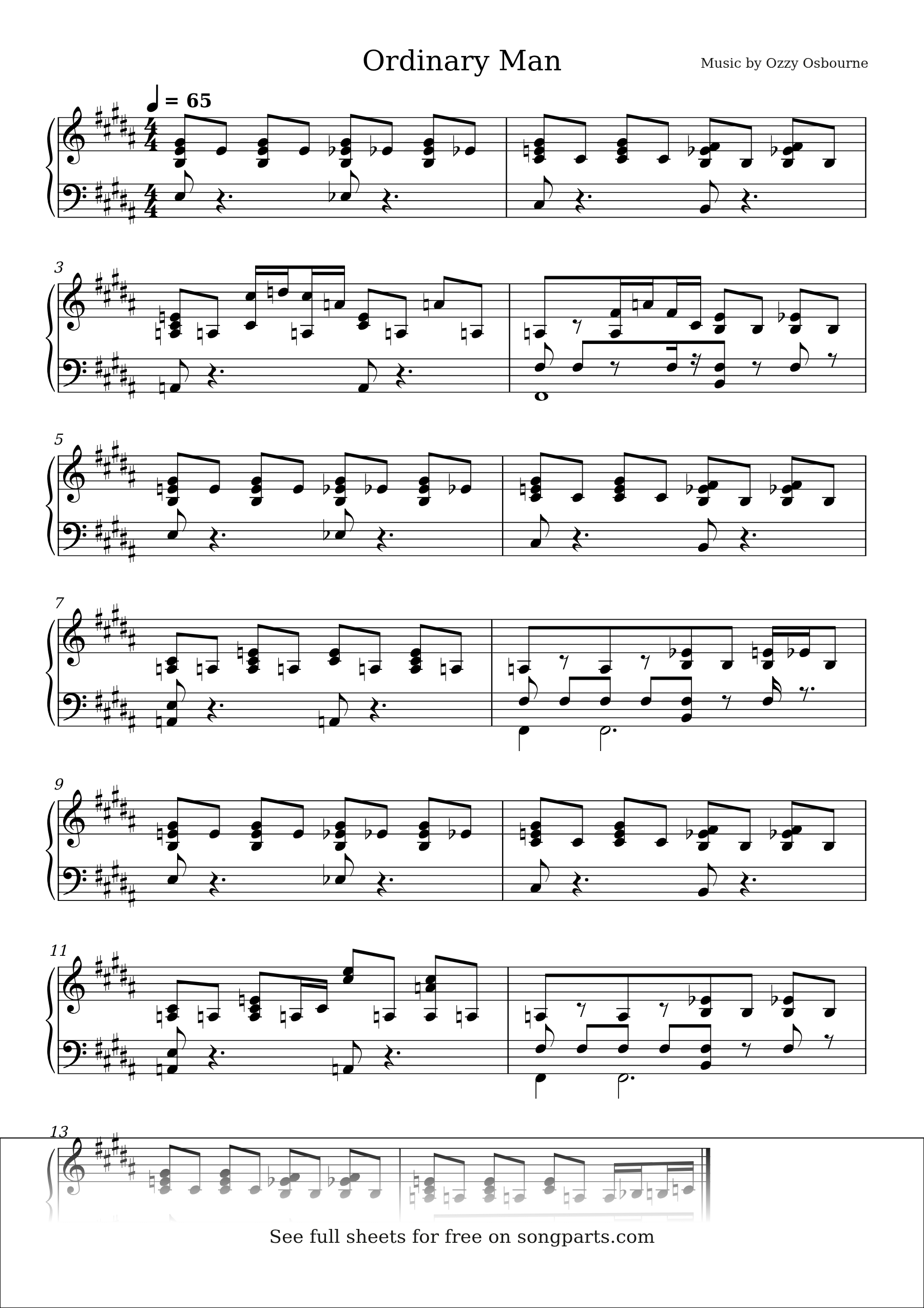 Sheet music preview for Ordinary Man by Ozzy Osbourne