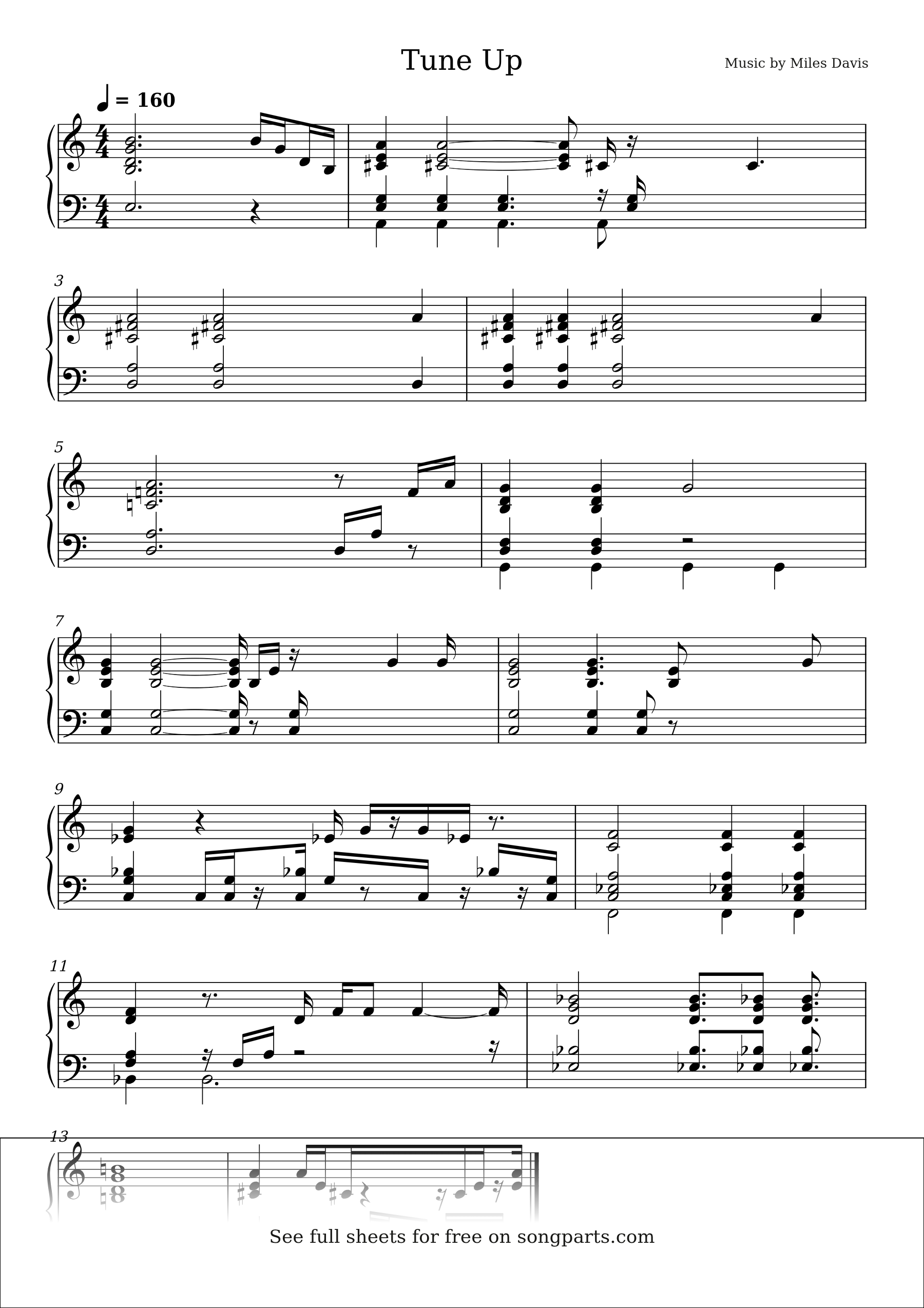 Sheet music preview for Tune Up by Miles Davis