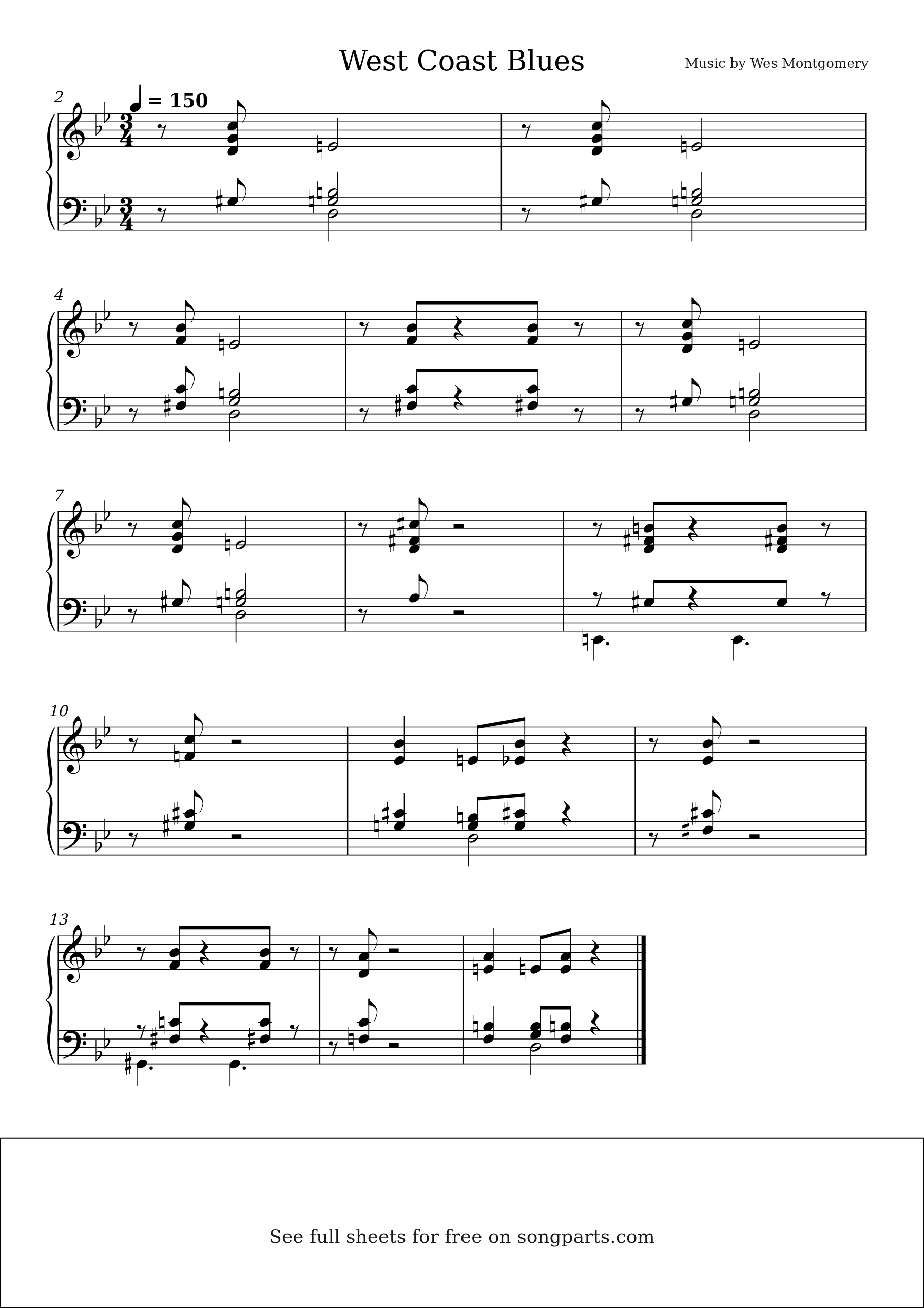 Sheet music preview for West Coast Blues by Wes Montgomery