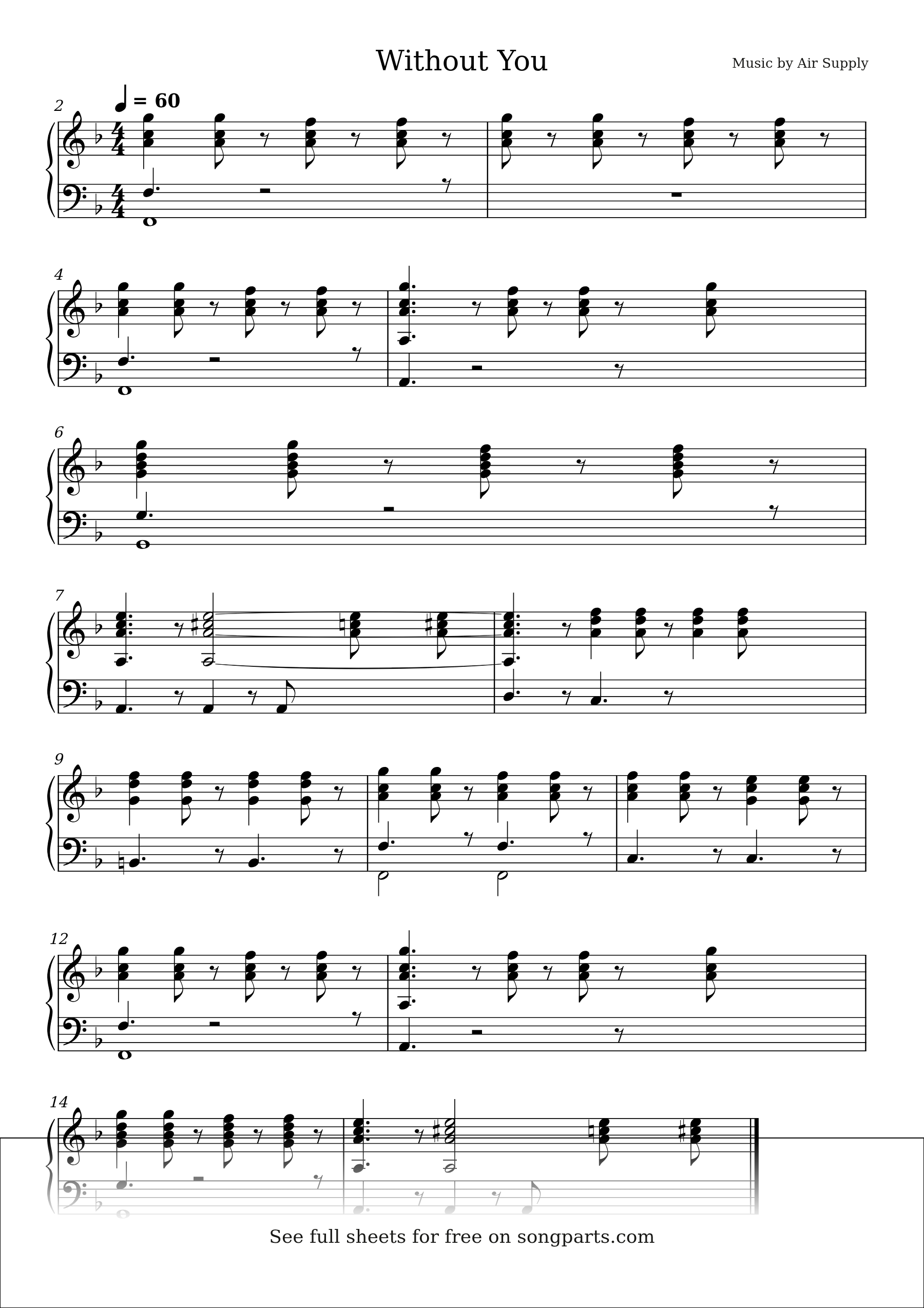 Превью нот Without You (Air Supply)