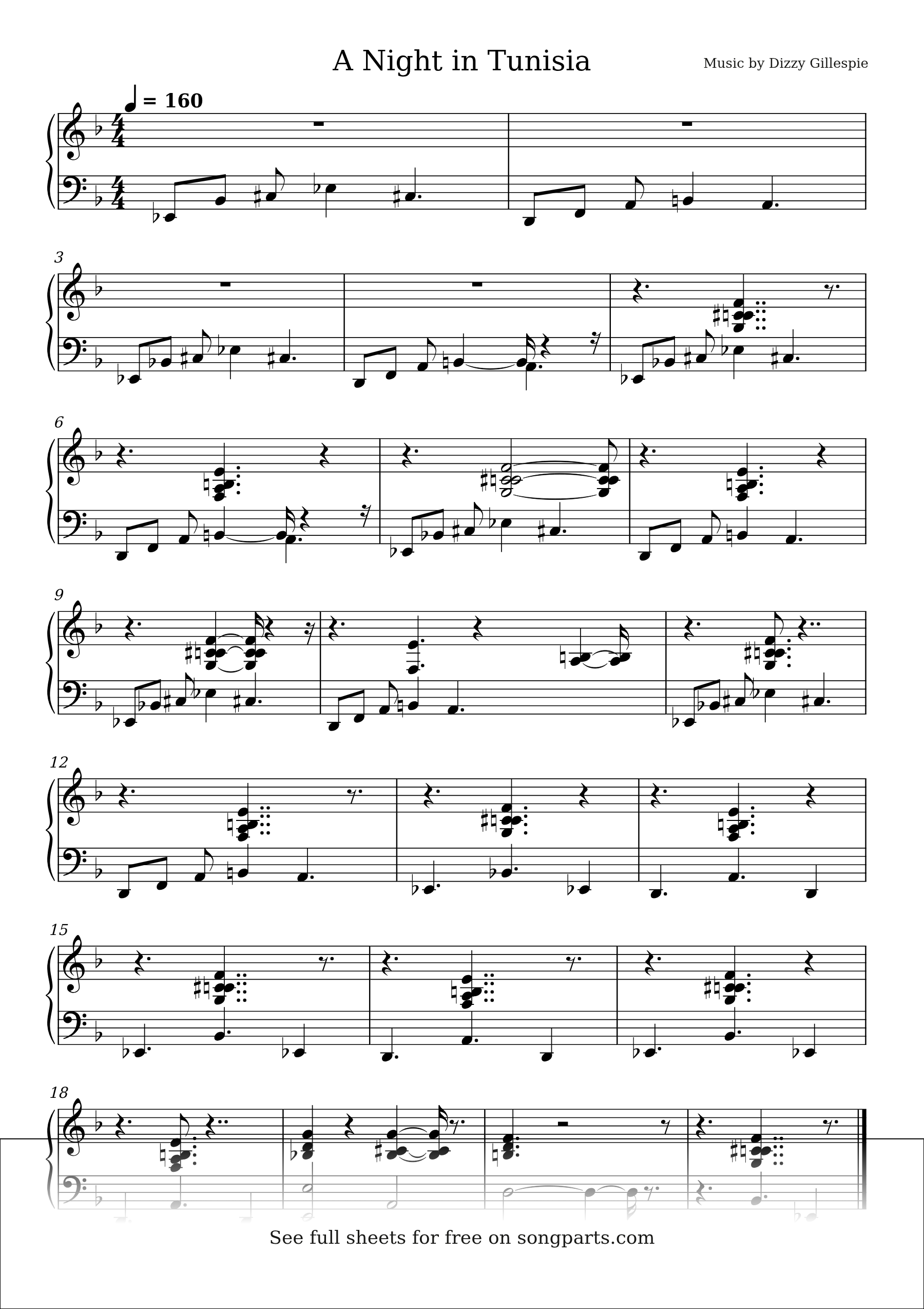 Vista previa de la partitura de A Night in Tunisia de Dizzy Gillespie