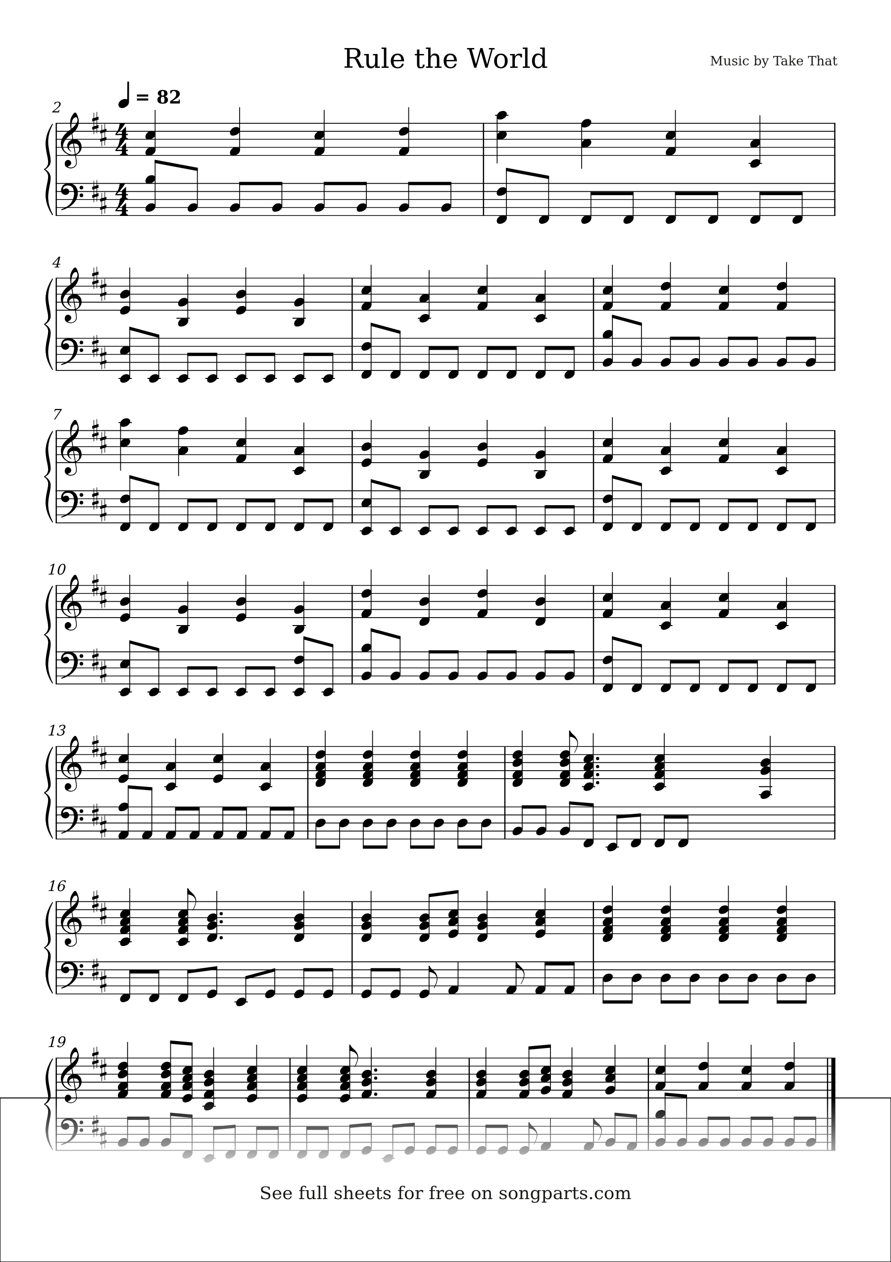 Sheet music preview for Rule the World by Take That