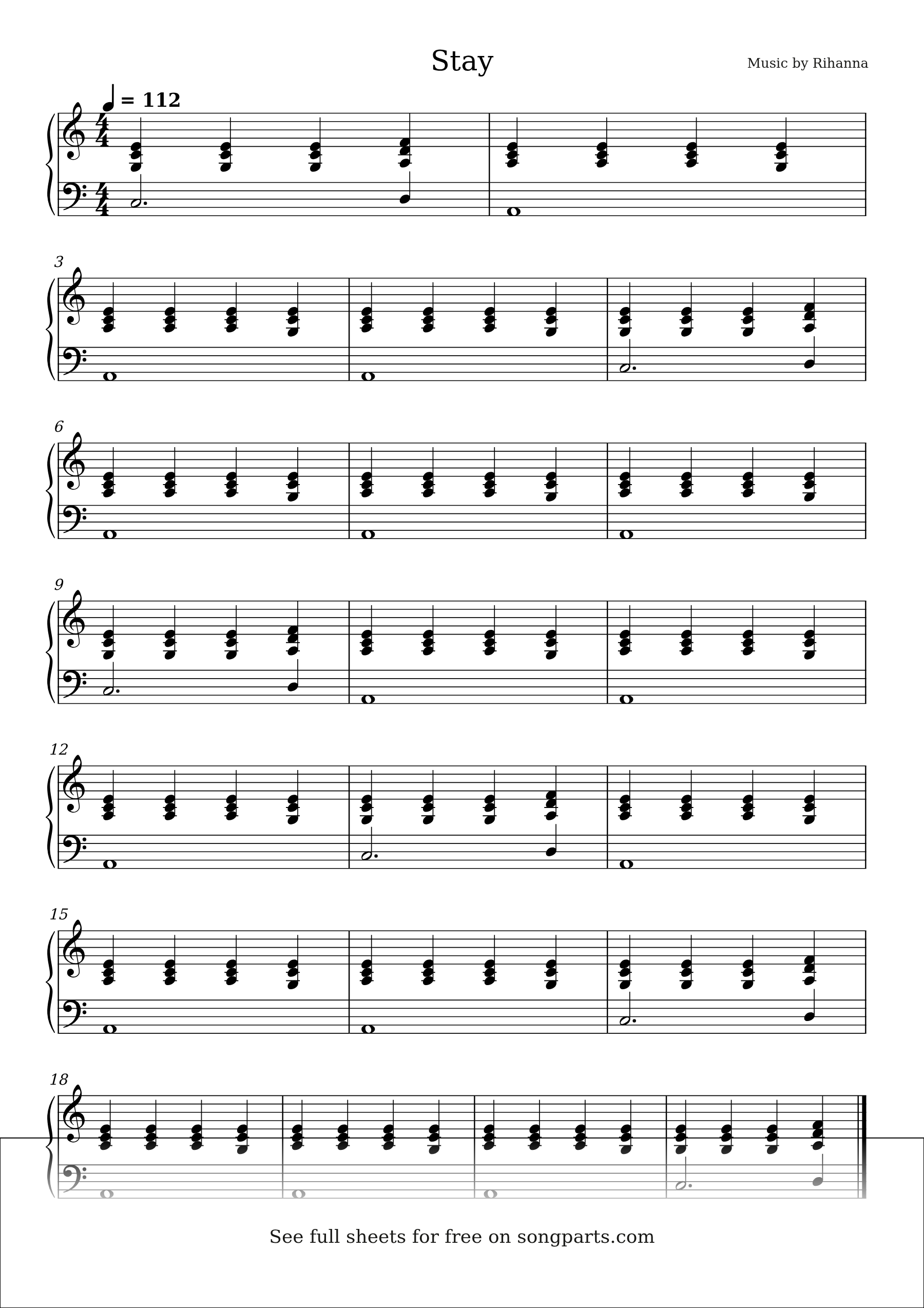 Vista previa de la partitura de Stay de Rihanna