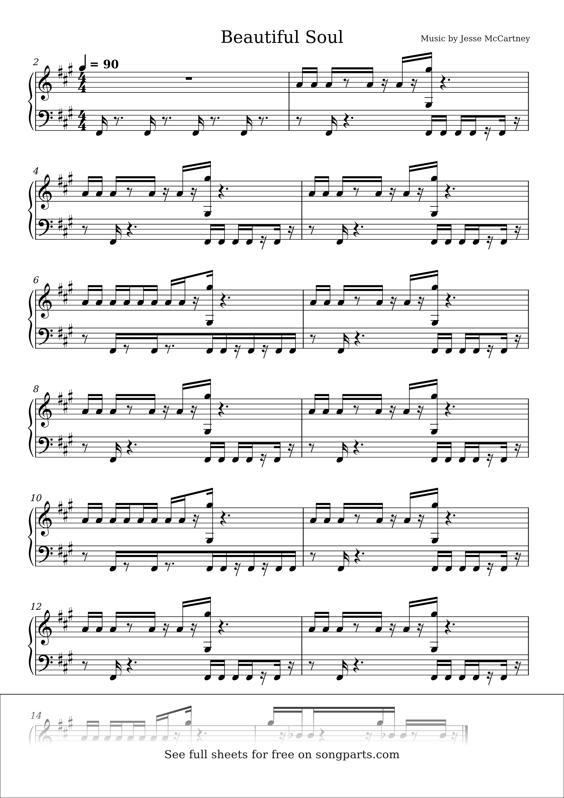 Vista previa de la partitura de Beautiful Soul de Jesse McCartney
