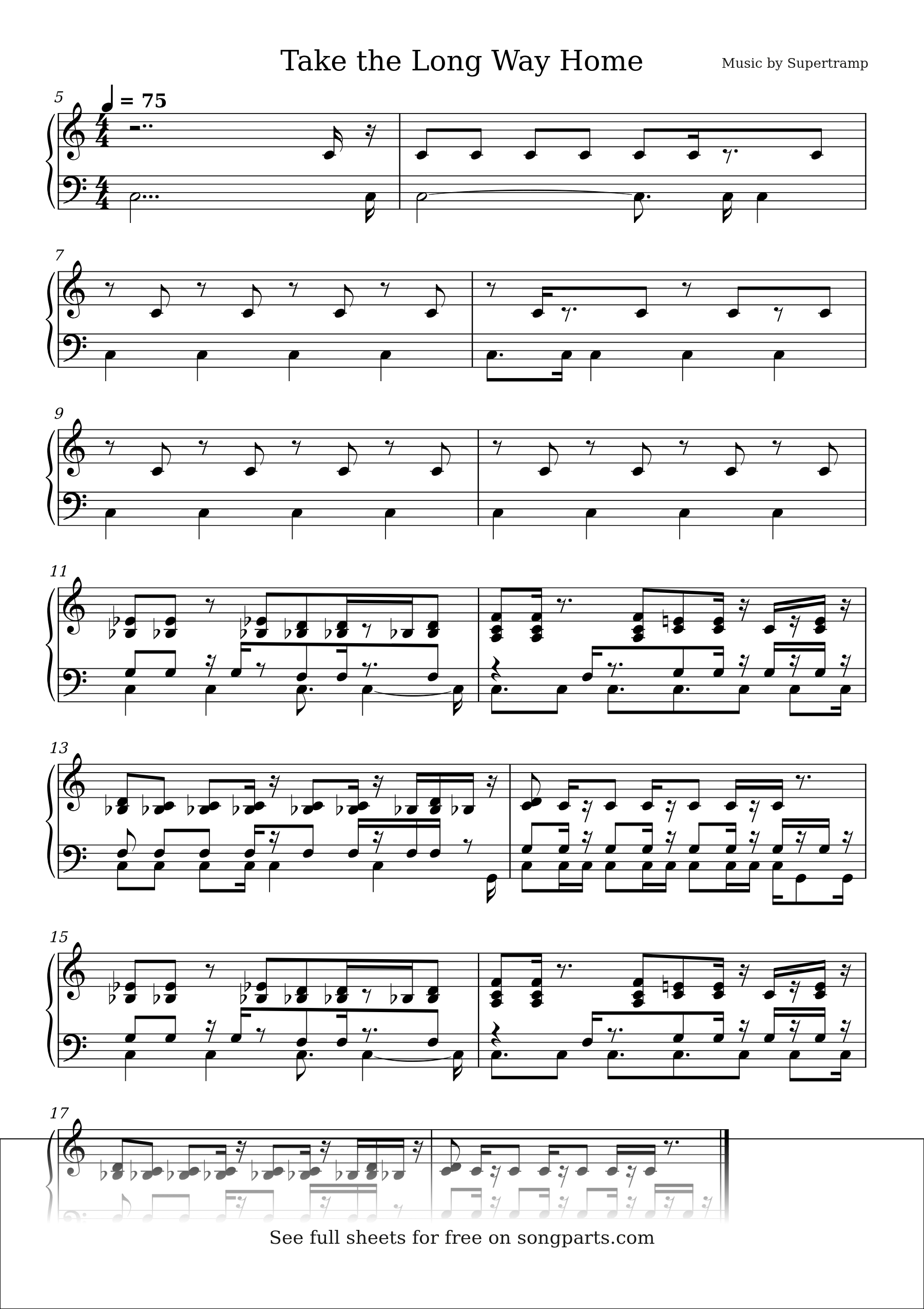 Sheet music preview for Take the Long Way Home by Supertramp