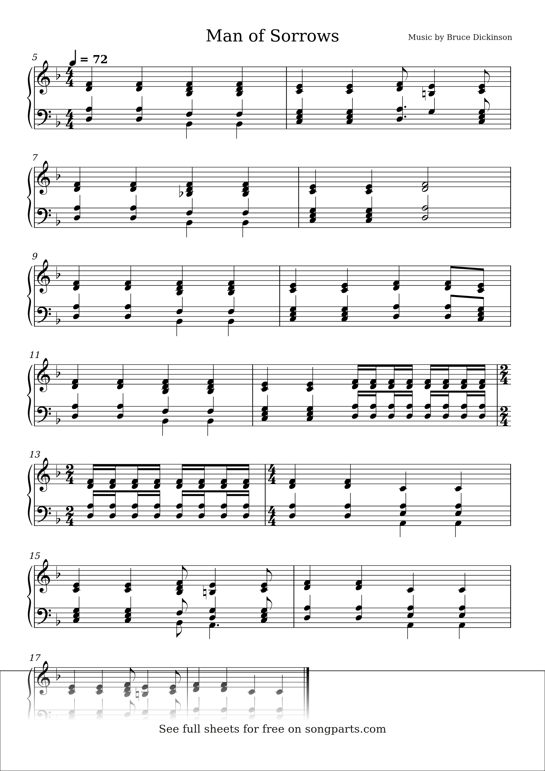 Sheet music preview for Man of Sorrows by Bruce Dickinson