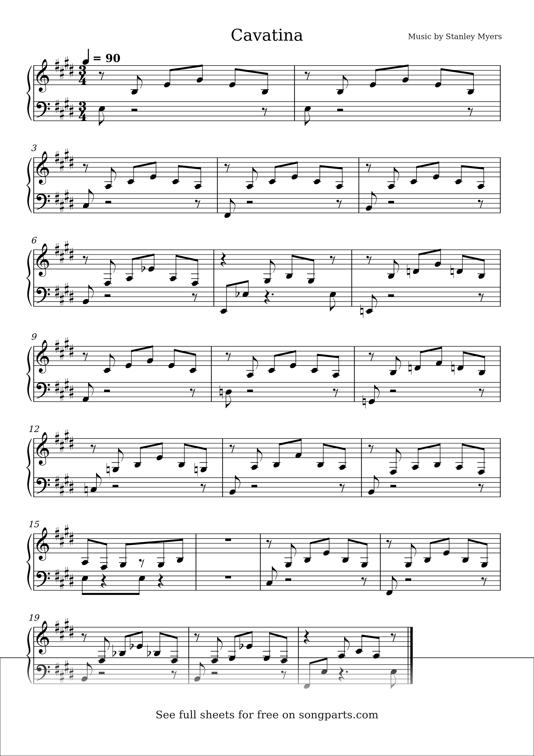 Sheet music preview for Cavatina by Stanley Myers