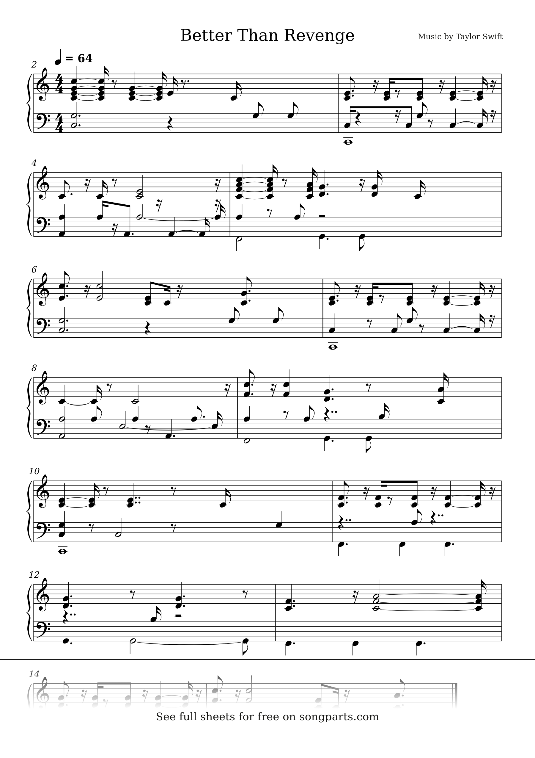 Превью нот Better Than Revenge (Taylor Swift)