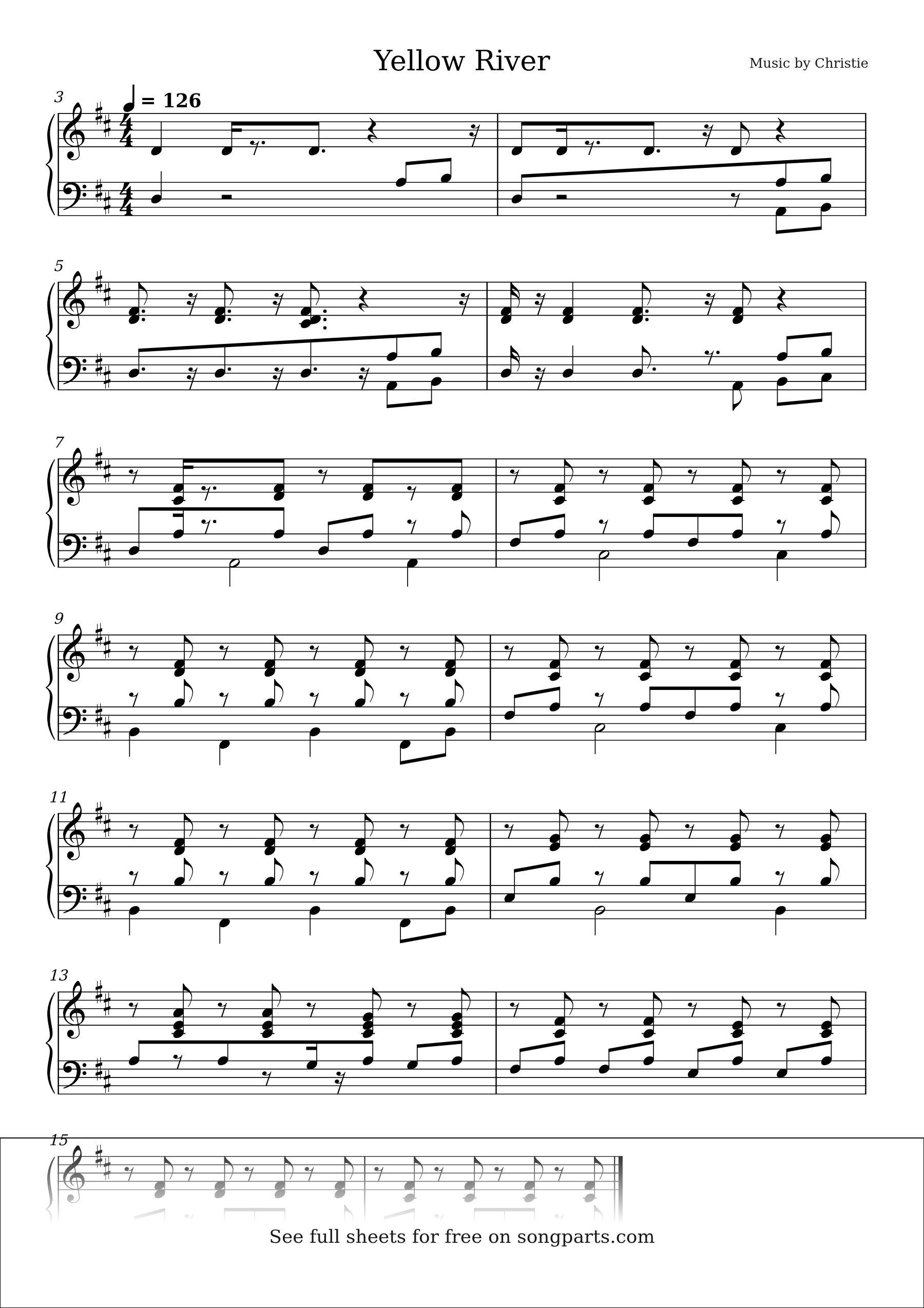 Sheet music preview for Yellow River by Christie